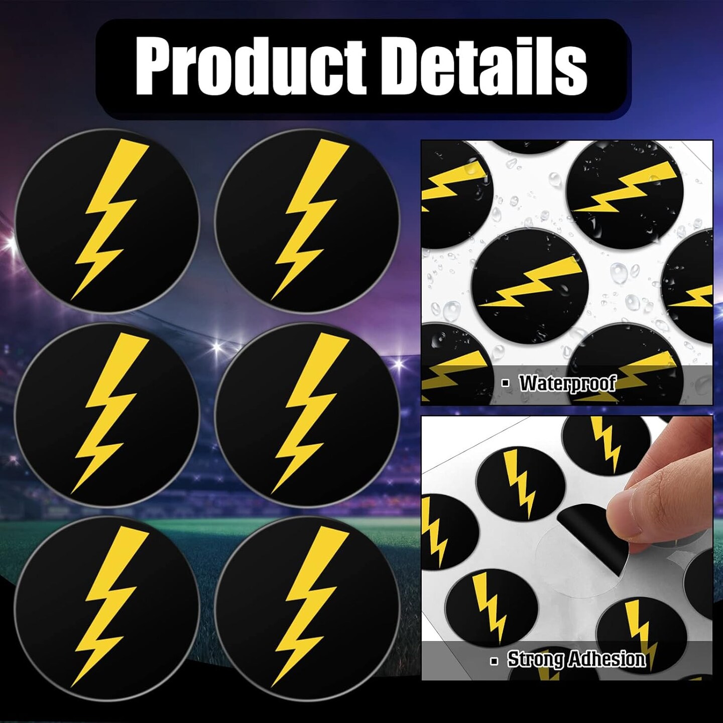 200 Pcs Helmet Stickers Baseball Softball Helmet Award Baseball Stickers 1.1 Inch Lightning Bolt Vinyl Decals Self Adhesive for Softball Lacrosse Wall(Black Print Gold)