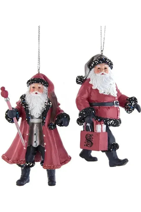 Pink and Pewter Santa Ornaments (Asst 2)