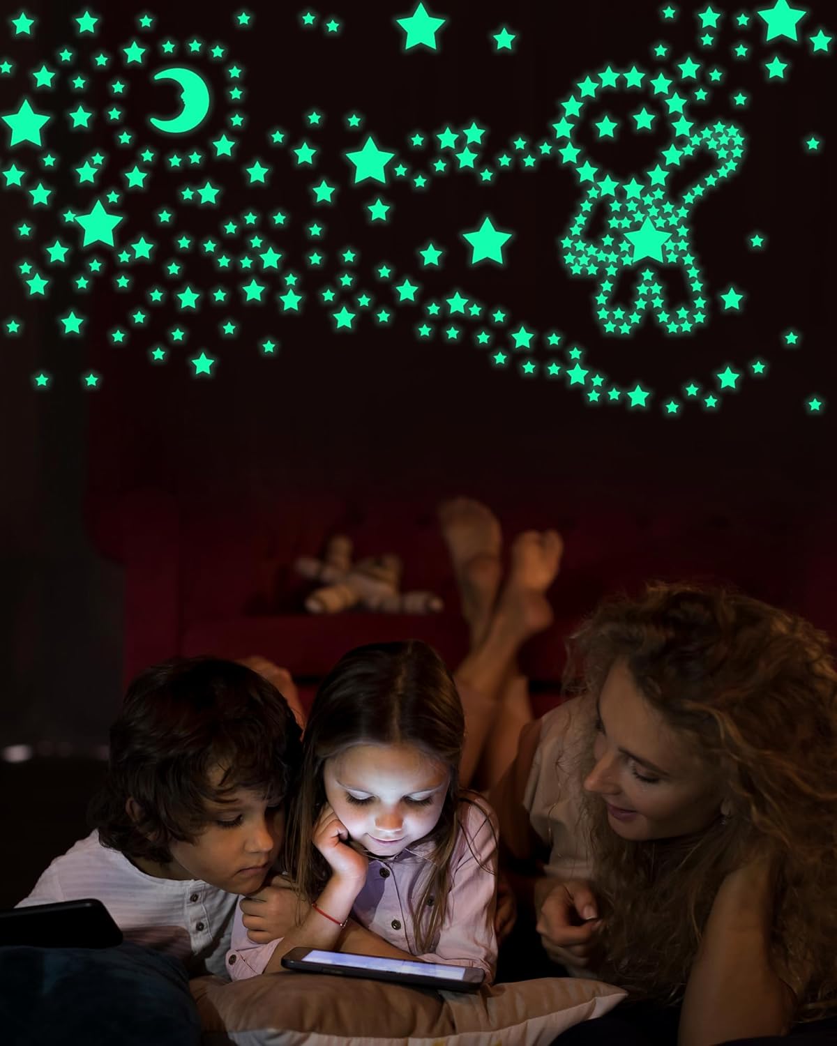 Greingways 201 Pcs Glow in The Dark Stars Stickers for Ceiling Bedroom, Stocking Stuffers for Kids Ages 2-4, 3-5, 4-8, 8-12, Kids Wall Room Decor Toddler Easter Basket Stuffers for Boys Girls