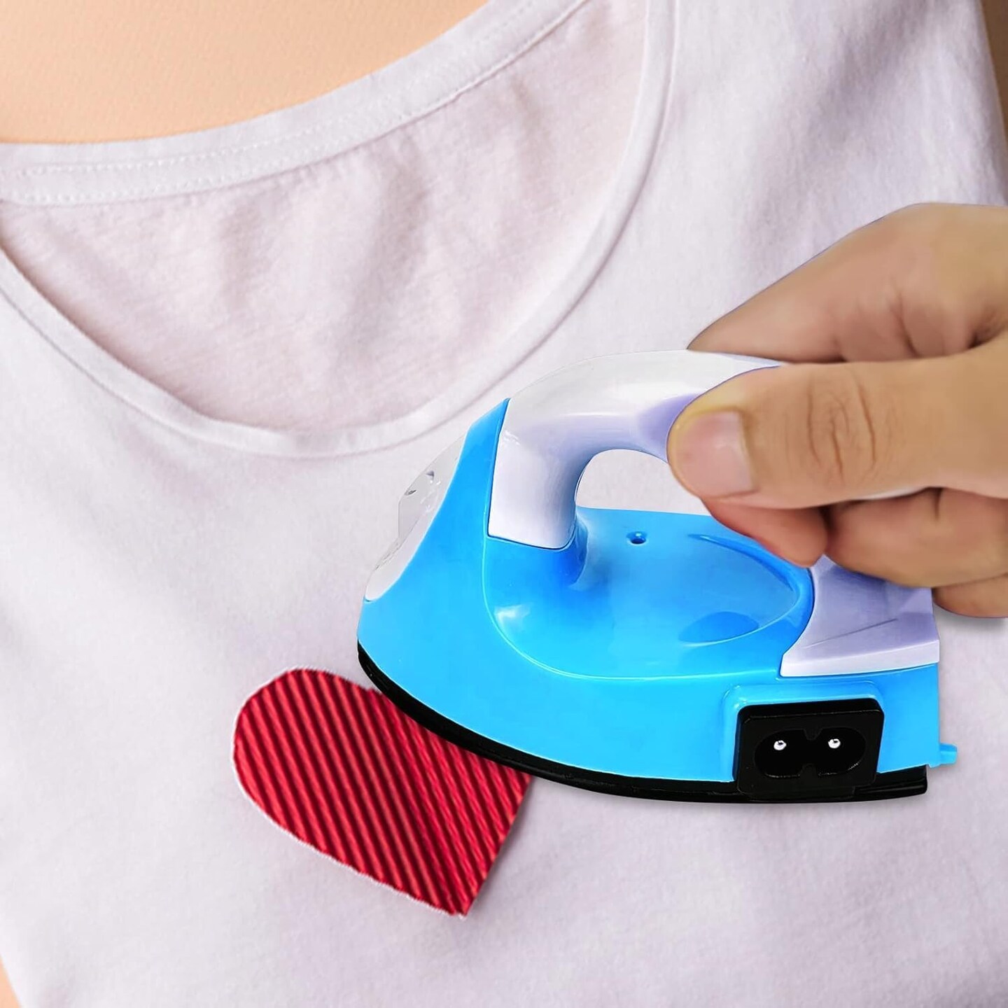 Mini Heat Press Iron Machine,Portable Mini Electric Iron,Small Heat Press Iron,Mini Iron Press for Clothes Shoes Bags Hats,Iron Press Machine for Heating Transfer,Silicone Pad Included (Blue)