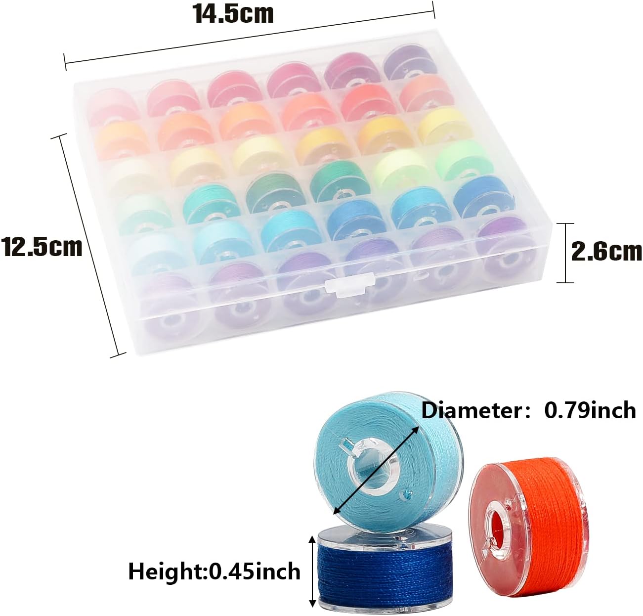 144-Color Prewound Polyester Bobbin Thread 4 Boxes 36 Colors Each for Sewing & Embroidery