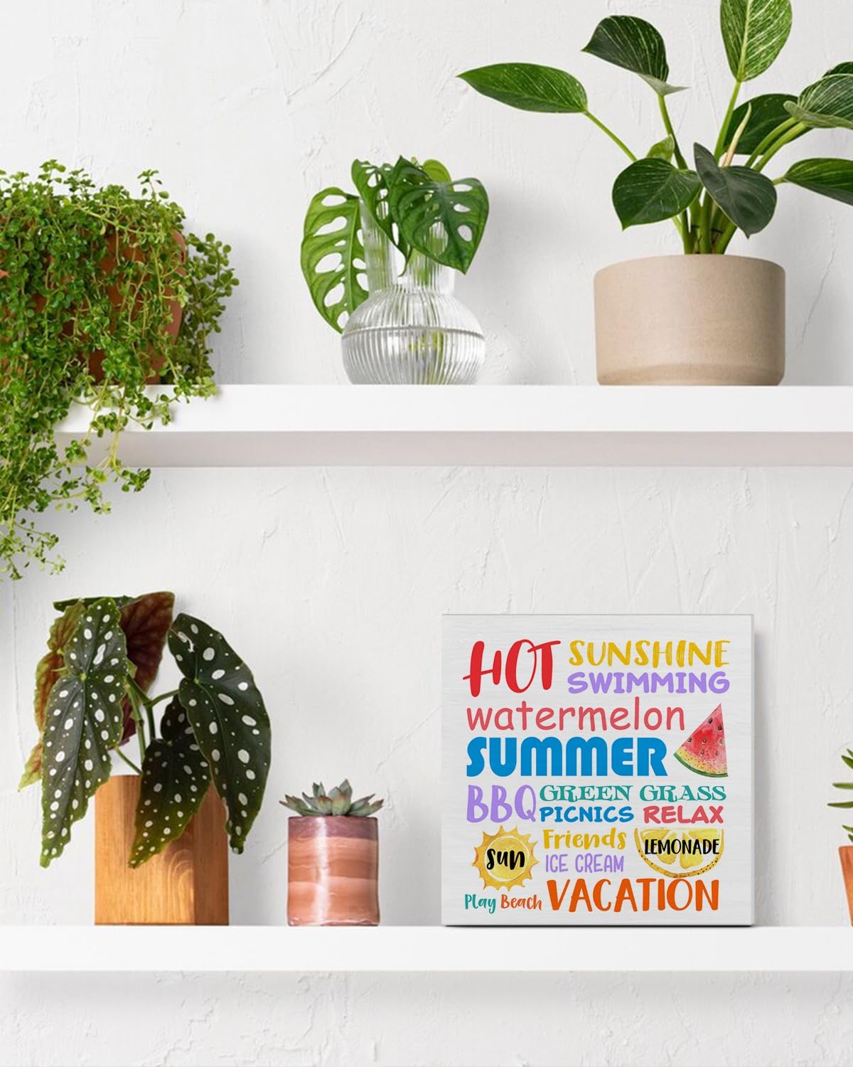 Country Summer Wood Sign Decor Desk Sign Summer Subway Wood Block Sign Summer Words Signs Rustic Home Shelf Wall Decoration