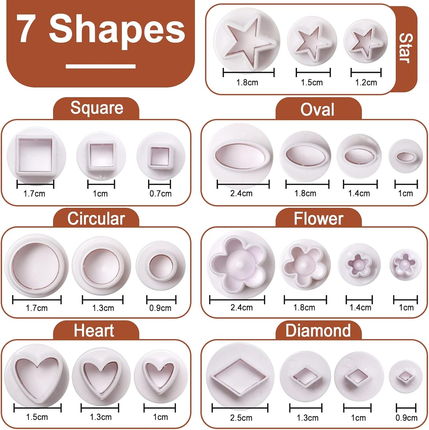 Cookie Plunger Cutter Set Mini Plastic Fondant Molds 24 Pieces