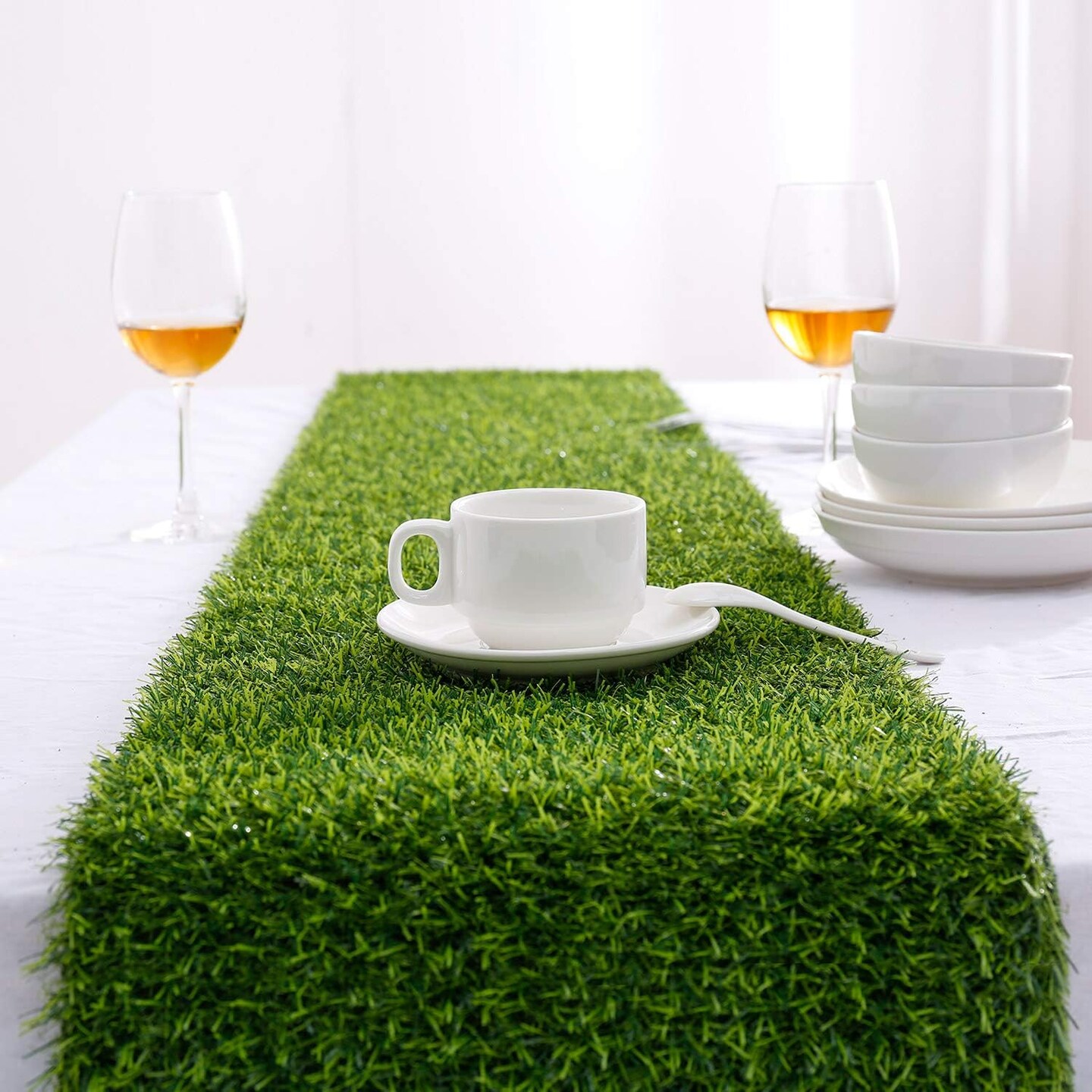 Artificial Grass Table Runners - Synthetic Grass Table Runner for Wedding Party, Birthday, Banquet, Baby Shower, Home Decorations (14 x 72 inches)