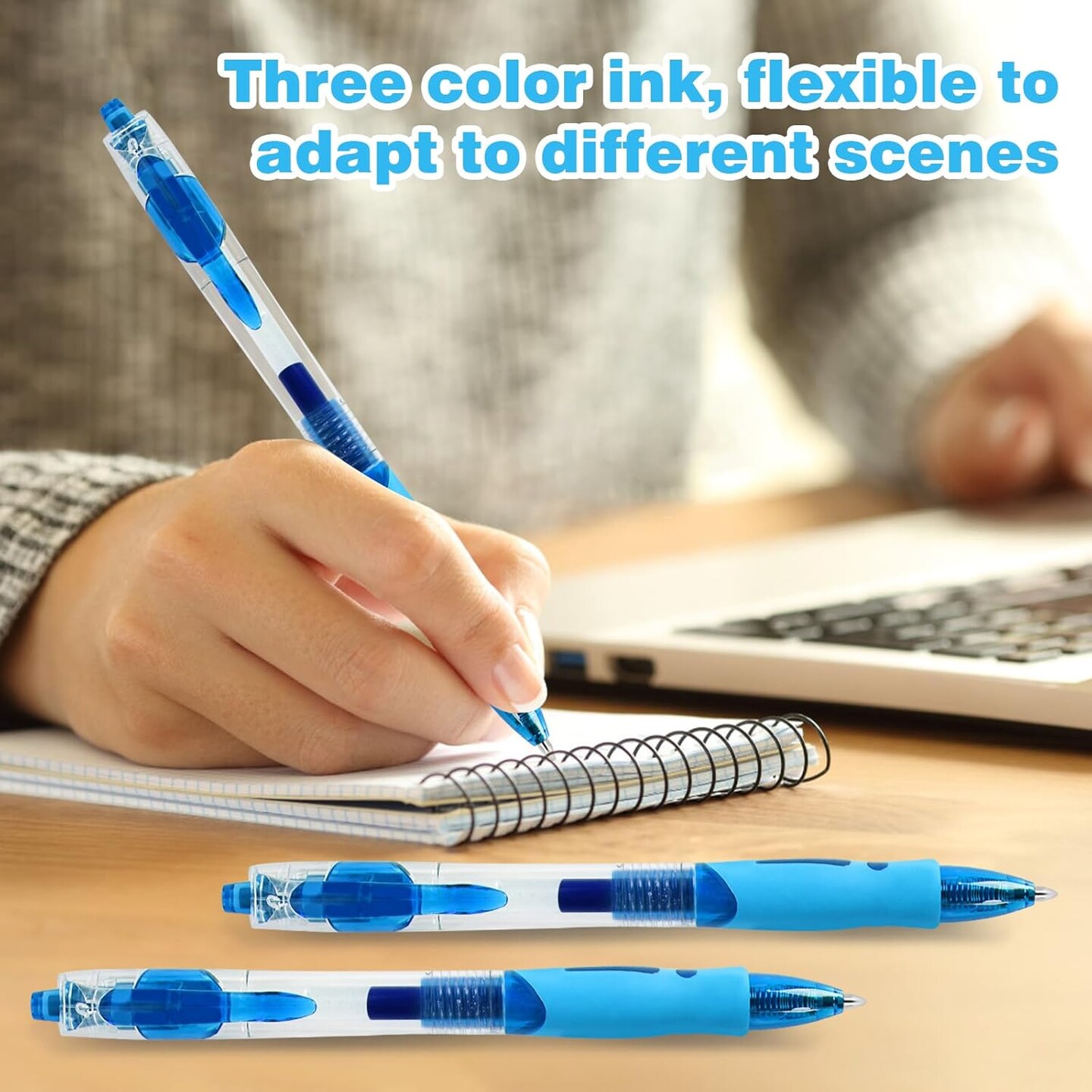 Blue Gel Pens, 12 Pcs Retractable Fine Point 0.7mm With 4 Refills,Blue Pen&#xFF0C;Featuring Smooth Writing And Quick-Drying Ink, Suitable For Women, Men, Journaling, School, And Office Use