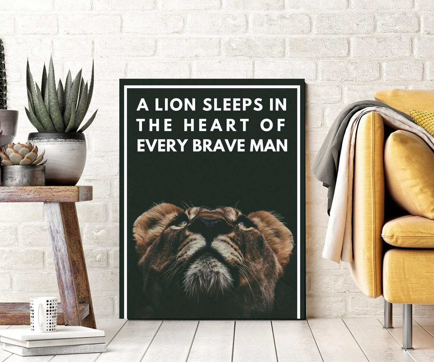 Brave Lion Classic Framed Canvas Print Motivational Art Print Artwork