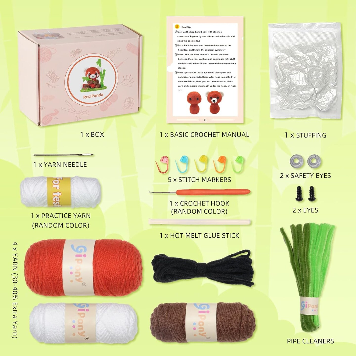 Crochet Kit for Beginners, Crochet Animal Kits, Crocheting Kit for Starters, Learn to Crochet with Step-by-Step Video Tutorials, Beginner Crochet Kit for Adults(Panda)