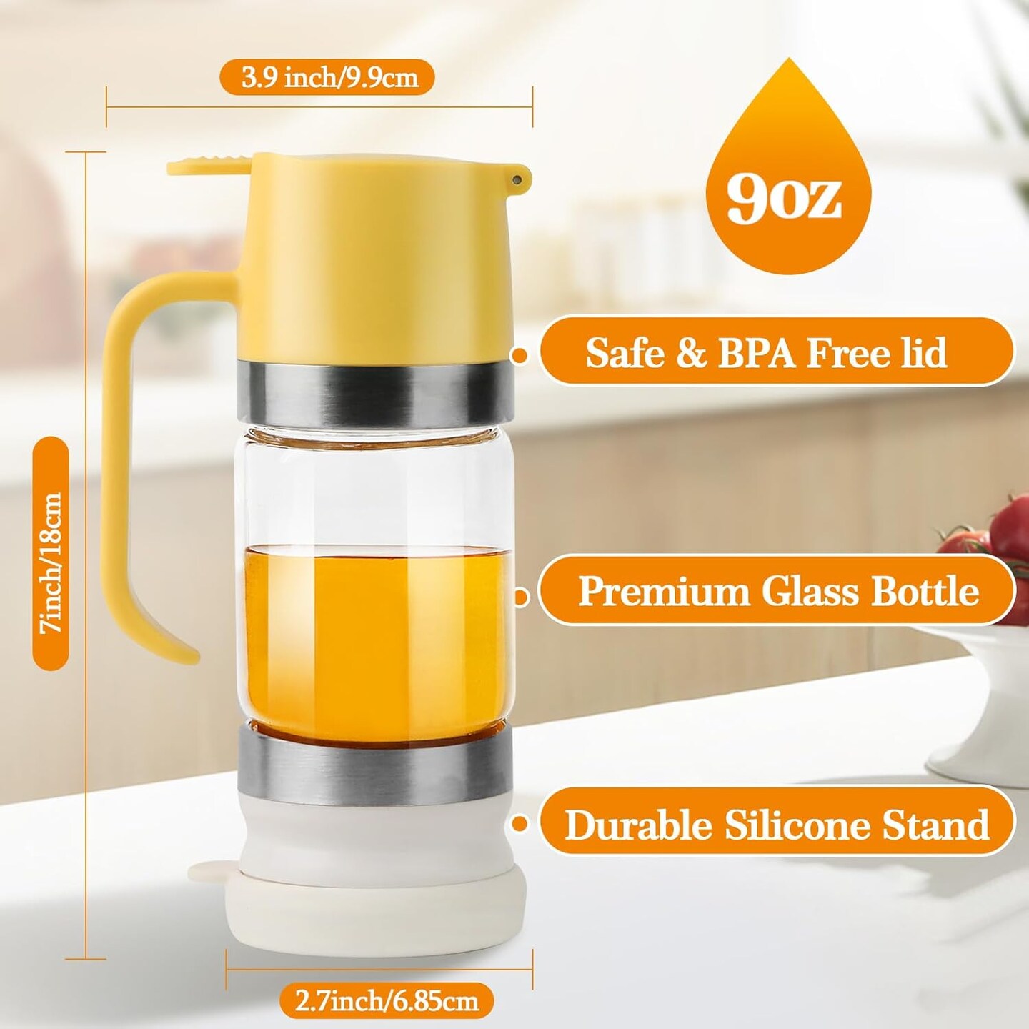 Glass Honey Dispenser,9 OZ Honey Pot with Handle,No Drip Honey Container Jar,Maple Syrup Dispenser,Ideal for Honey and Syrup,White base