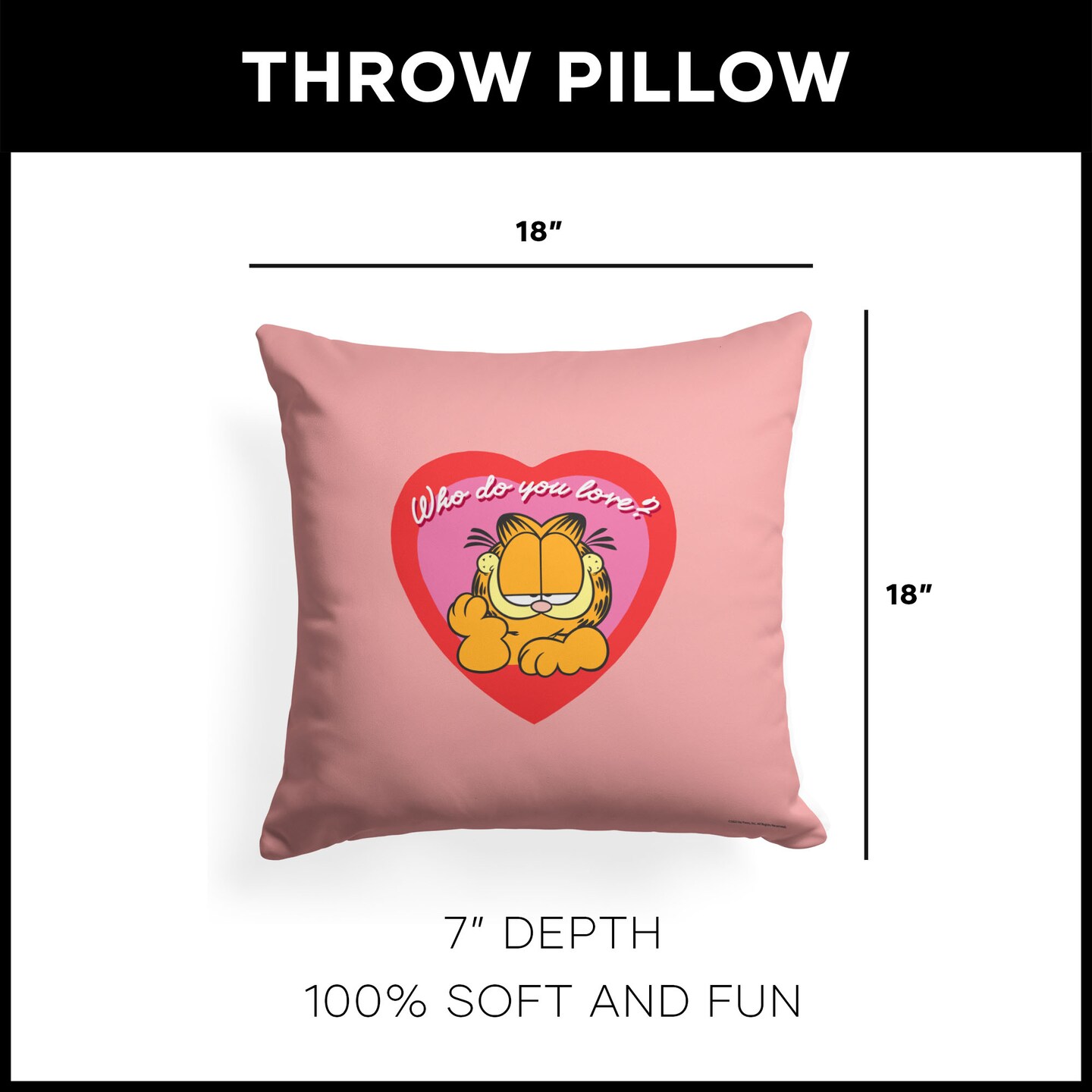 Nickelodeon Garfield Valentine's Day Throw Pillow 18×18 Inches