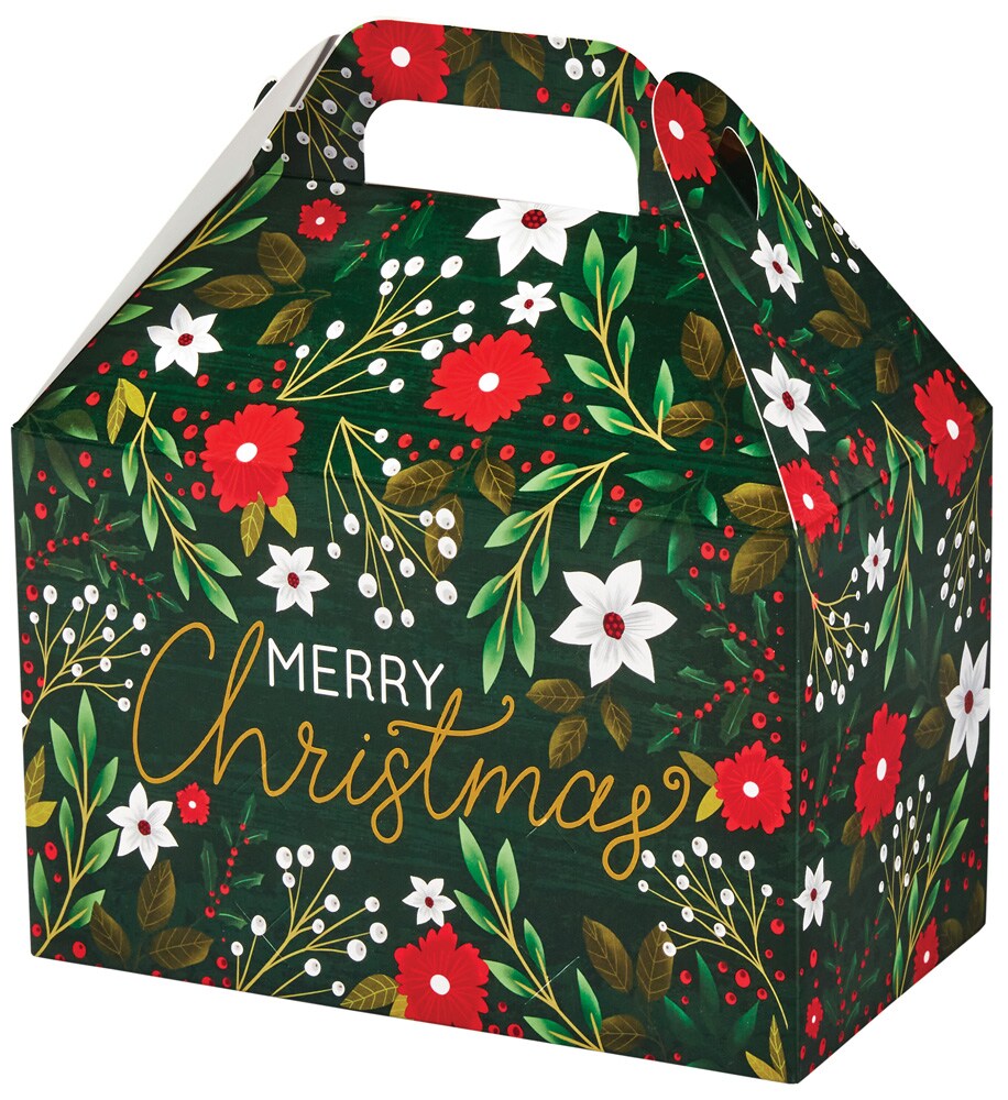 Pack/6: Botanical Christmas Gable Box - 8-1/2 x 5 x 5-1/2&#x22;