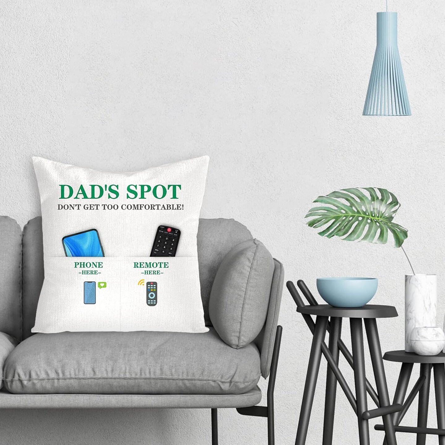 1PCS Dad’s Spot Throw Pillow Case, Father's Day Pillow Cover with 2 Pockets, Father's Day, Birthday, Thanksgiving Gift for Daddy Papa, Father's Day Linen Square Throw Pillow Case for Sofa Bed