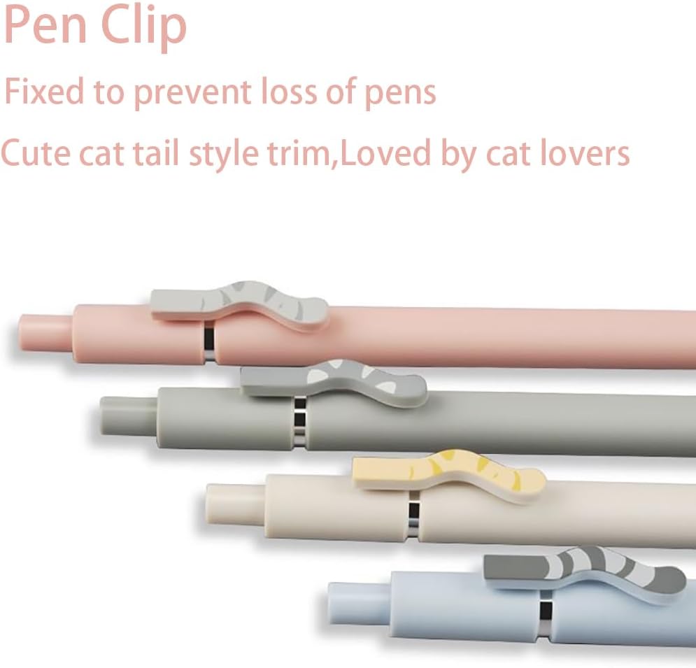 4 Pcs Gel Pens, Cute Ink Pen Fine Point Smooth Writing Quick Dry Pen, Black Pen for Journaling Note Taking, Cat Tail Pens Ballpoint