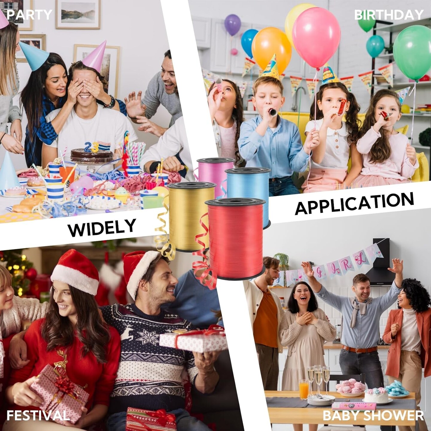 Curling Ribbon White, Balloon String Curly Ribbon 1 Roll for Gift Wrapping