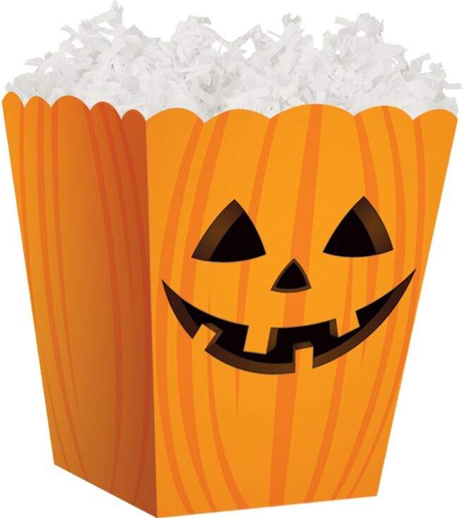 Pack/6: Halloween Pumpkin Sweet Treat Boxes - 4 x 4 x 4-1/2&#x22;