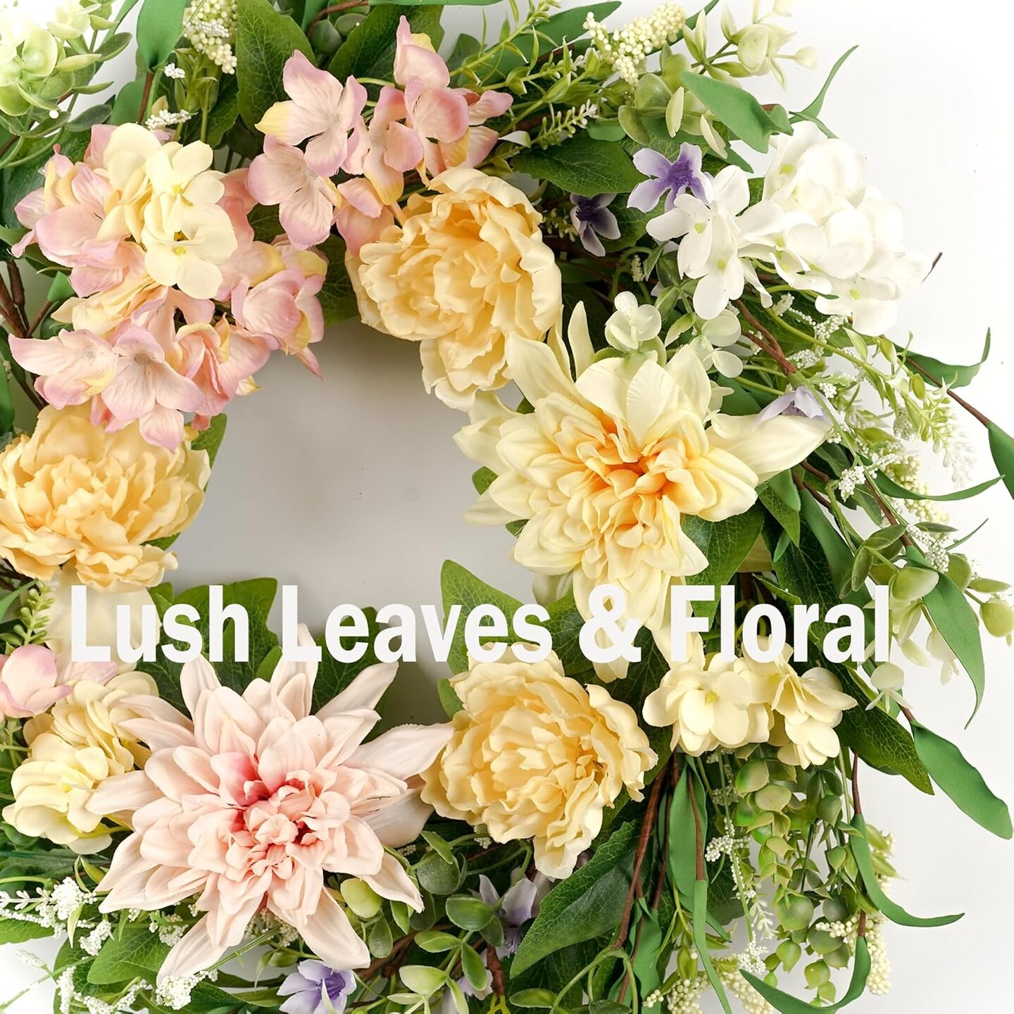 Summer Wreaths for Front Door 22&#x22;, Door Summer Wreath with Eucalyptus Olive Leaves &#x26; Flowers, Floral Wreath Door Decoration for Summer Home and Outdoor