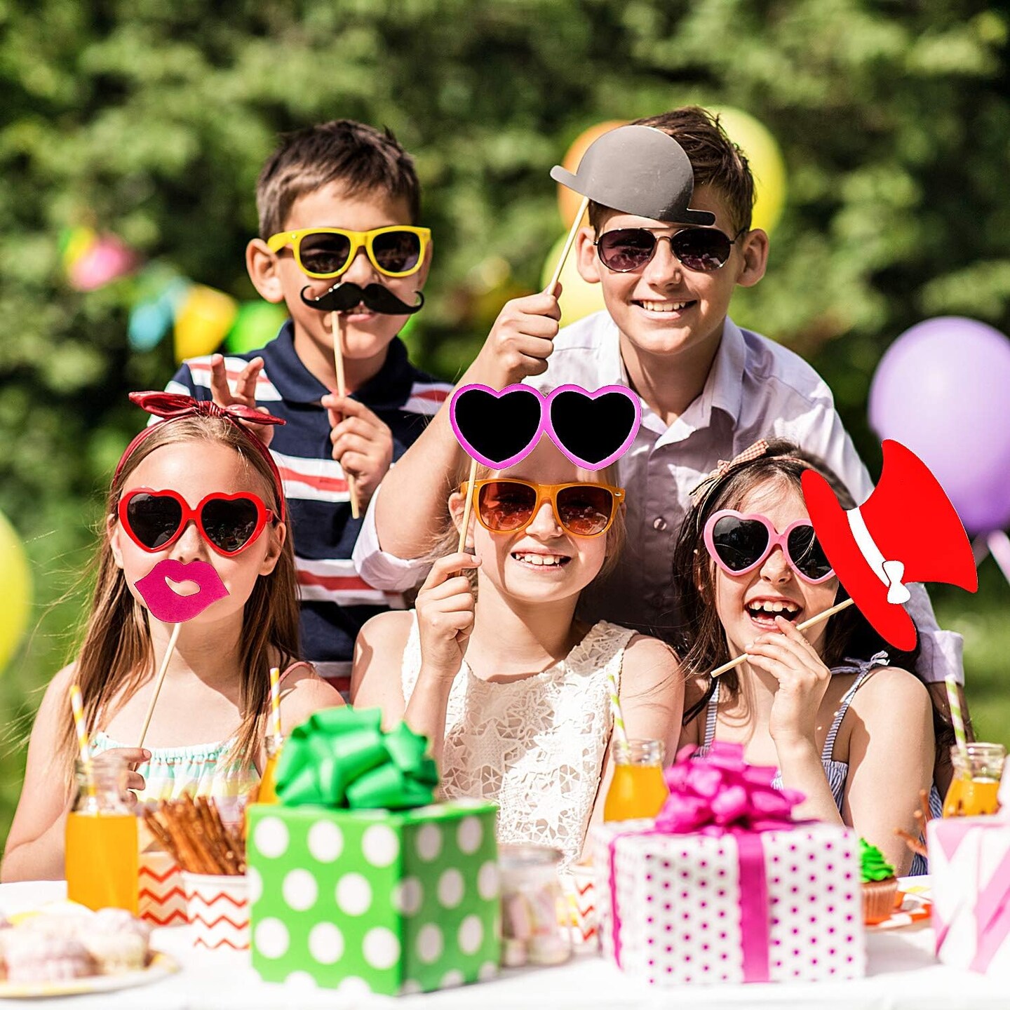 60 Pieces Photo Booth Props DIY Kit Graduation Funny Selfie Props Accessories for Wedding Prom Party Supplies Favors with Mustache on a Stick, Hats, Glasses, Mouth, Bowler, Bowties