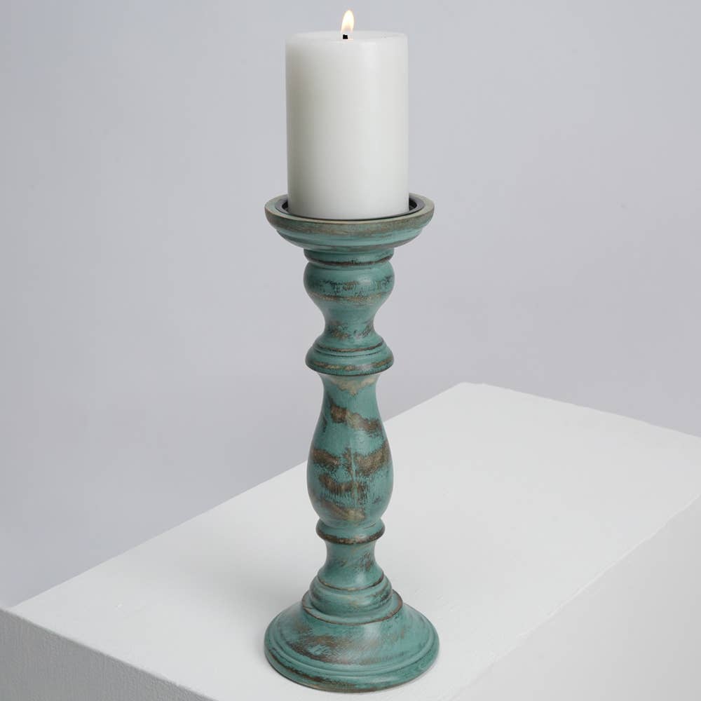 Antique Mango Wood Centerpiece Candle Holder - 4.5&#x22; x 12&#x22;