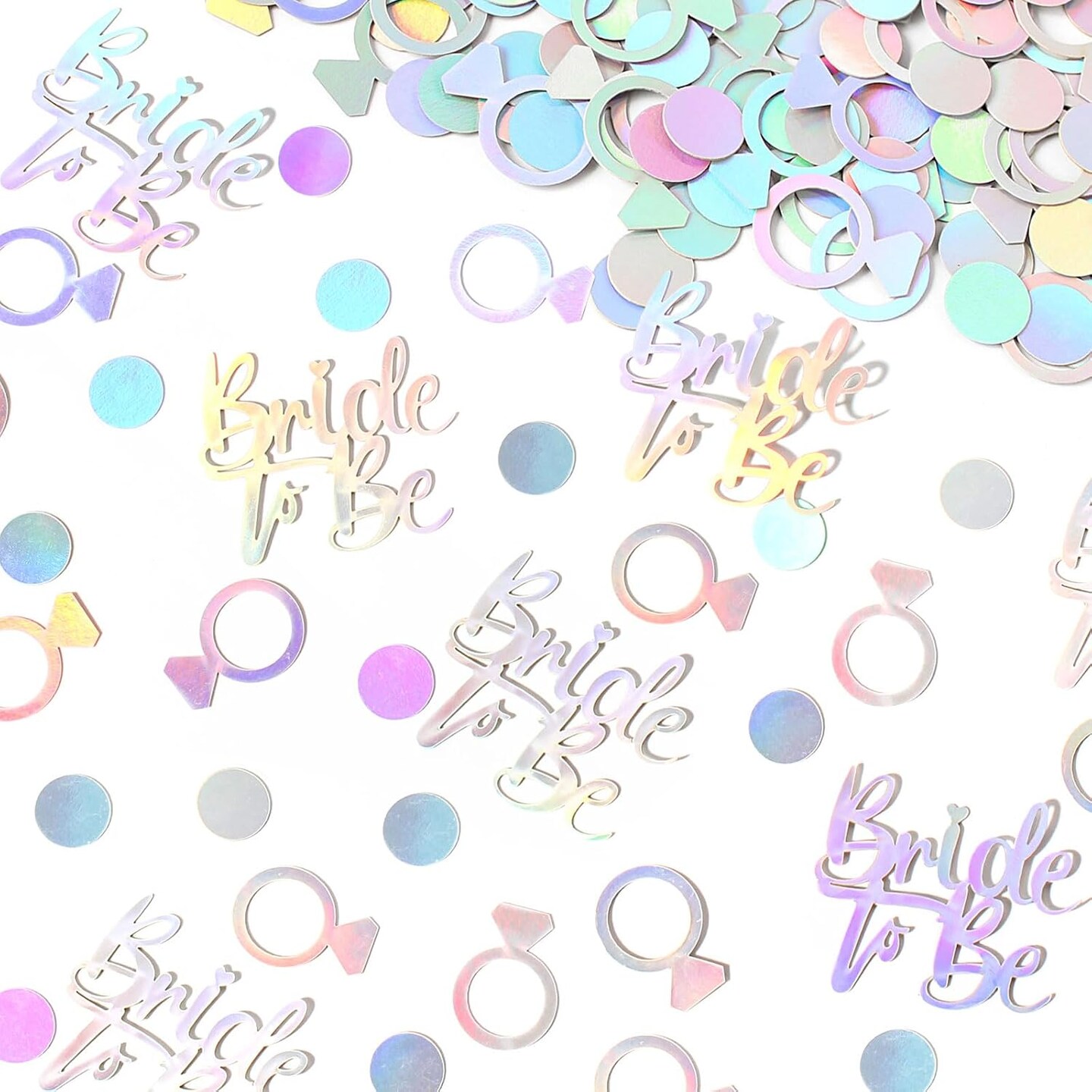 230PC Wedding Confetti Bridal Shower Decorations Bride To Be Ring Confetti Scatters Suitable for Iridescent Themed Bachelorette Engagement Hen Party Decor