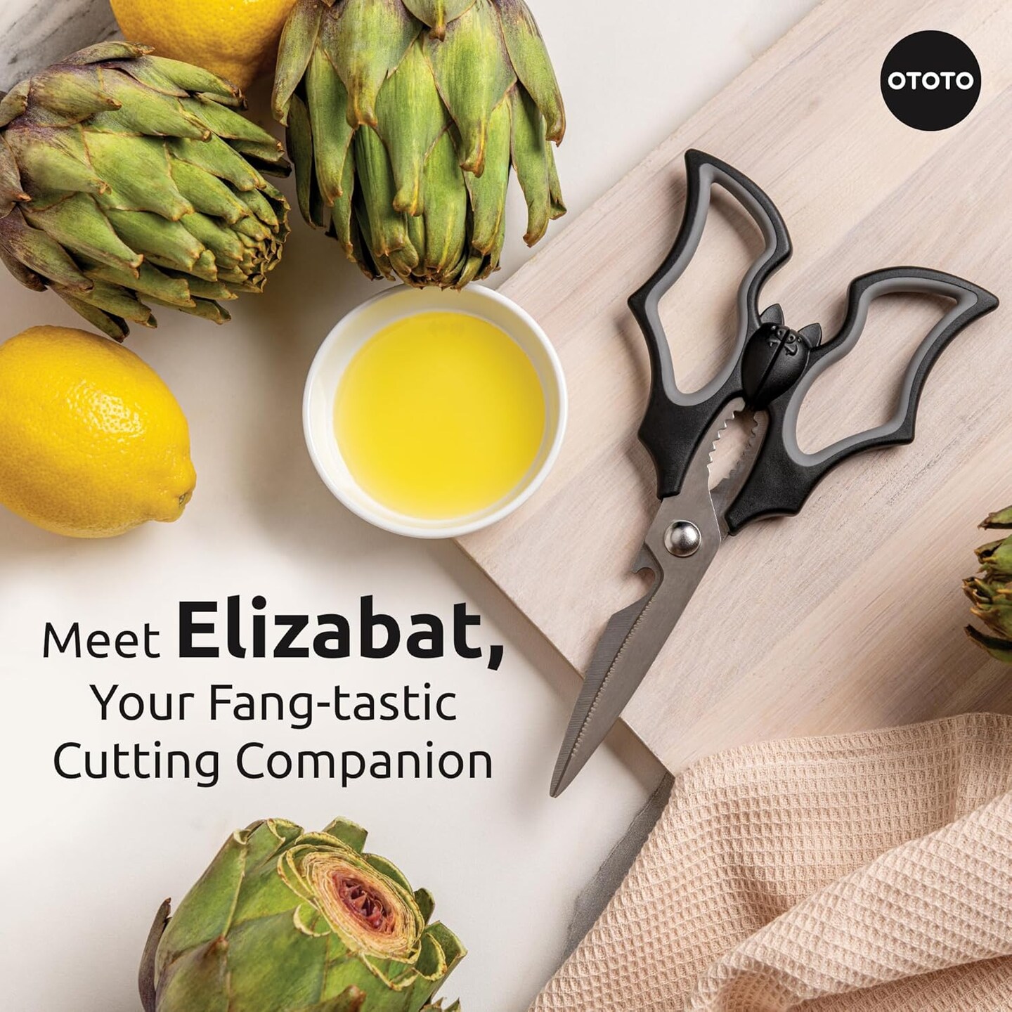 Bat-Shaped Kitchen Scissors – Gothic Halloween Cute Kitchen Shears with Stainless Steel Blades for Cooking, Meat, Veggies & Herbs – Spooky Witchy Kitchen Gadget Gift