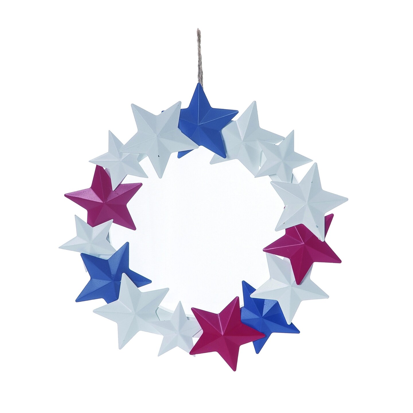 Transpac Metal 10.63 in. Multicolor Patriotic Starry Americana Wreath