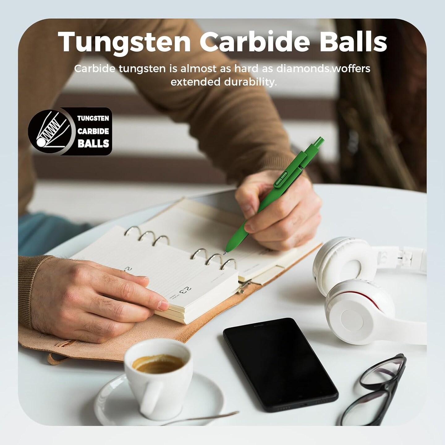 1.0mm 8Pcs Ballpoint Pens, Medium Tip Black Ink, Smooth Writing for Journaling, Note-Taking & Office Use, No Bleed, No Smudge, Comfort Grip Retractable Ballpoint Pens