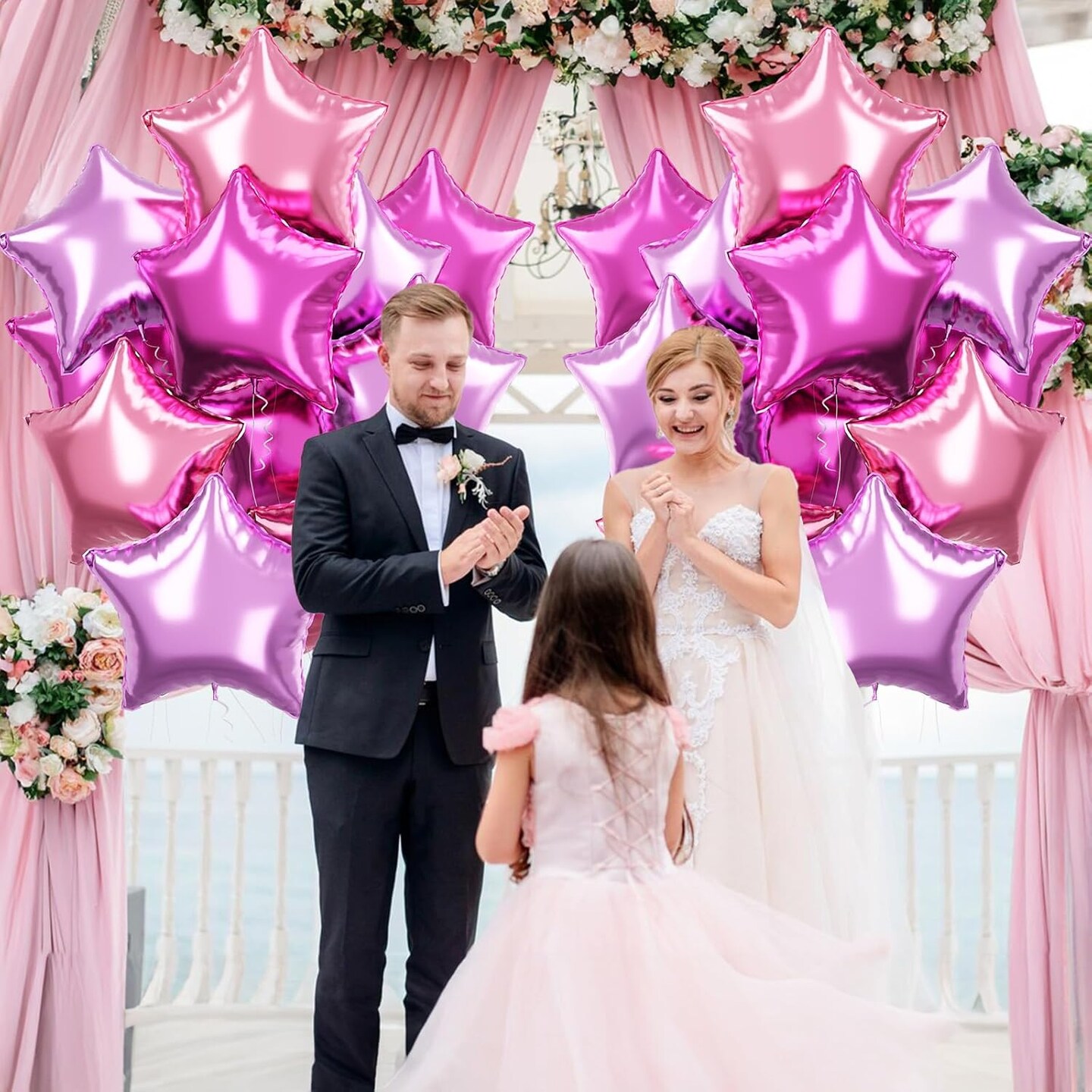 Purple Pink Star Foil Balloons Set, 18 Inch 12 Pcs Lavender Pink Pentagram Aluminum Foil Balloons
