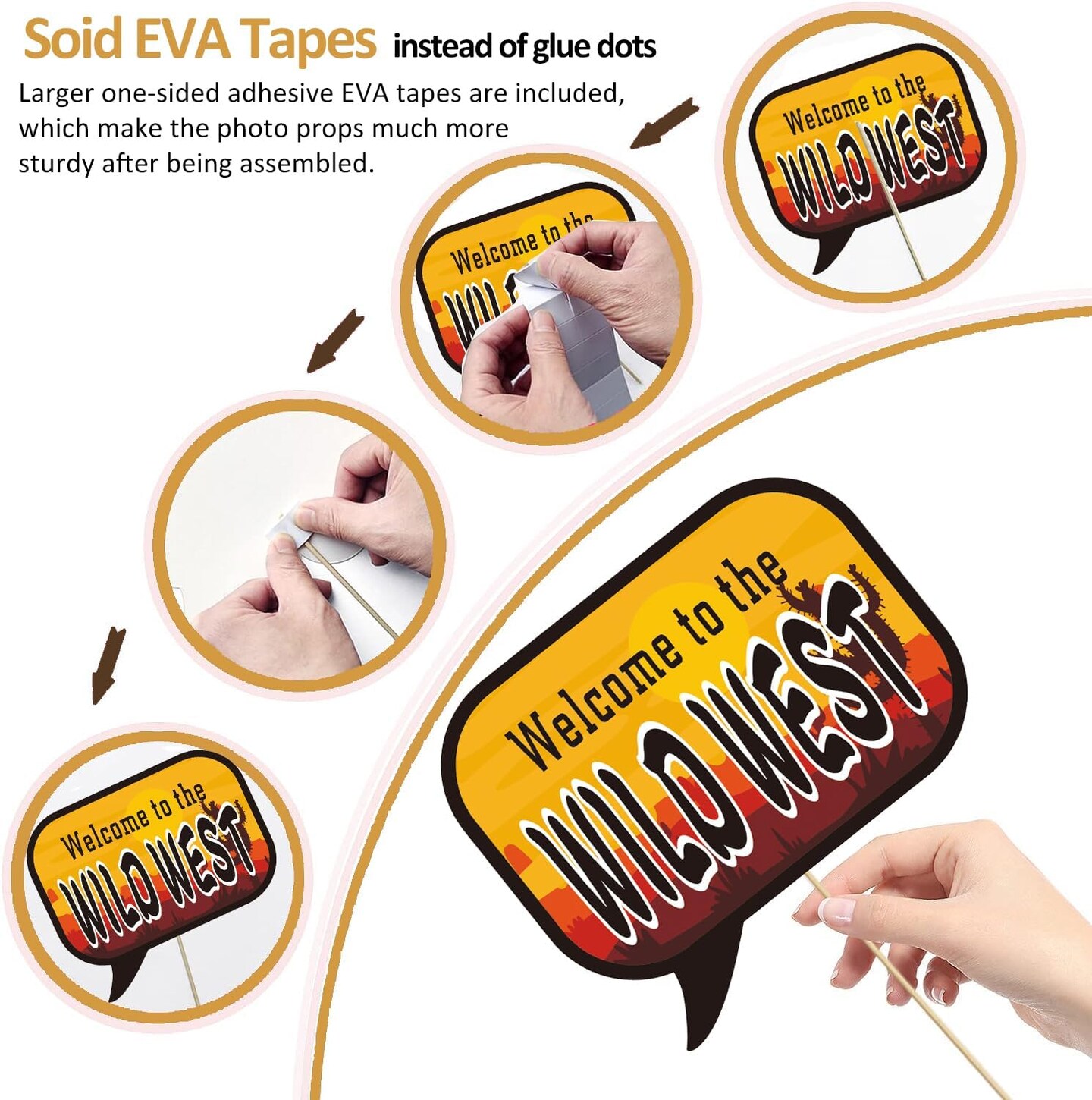 33PCS Western Cowboy & Cowgirl Photo Booth Props – Wild West Party Decorations