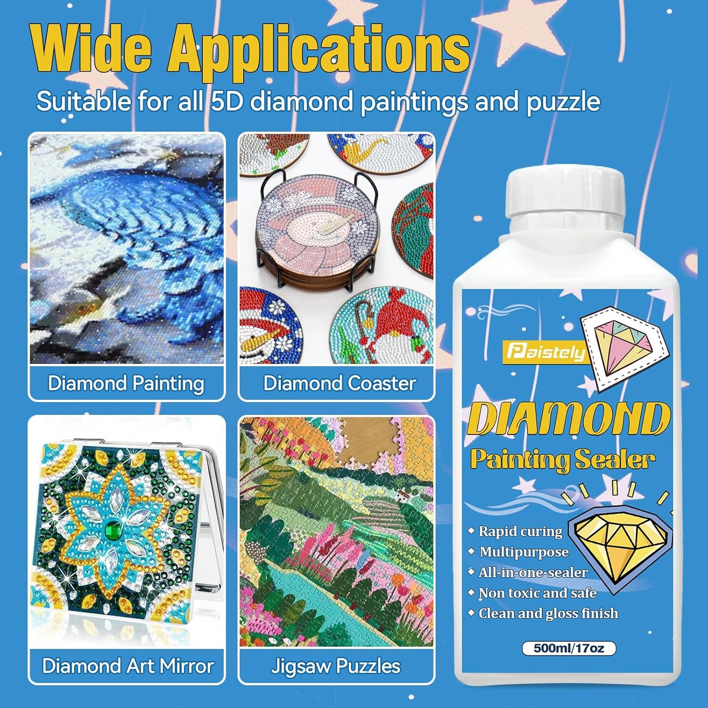 Diamond Art Sealer Kits for Adults, Large Capacity Glue as Diamond Painting Accessories and Jigsaw Puzzles Tools