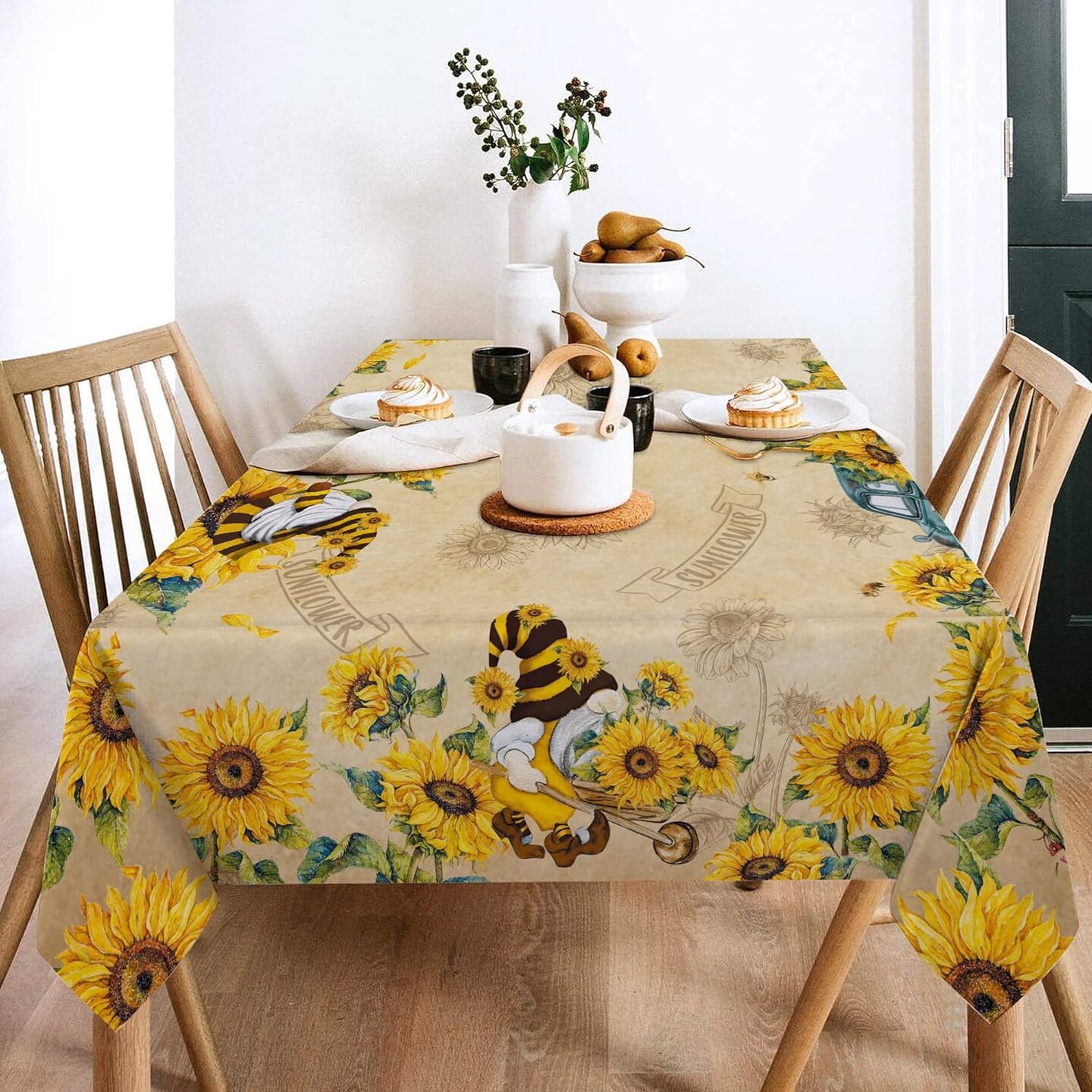 Sunflower Tablecloth 60x104 Inch Rectangle, Yellow Sunflower Decor for Home, Spring and Summer Table Cloth Rectangle Water Resistant for Table, Party Decorations