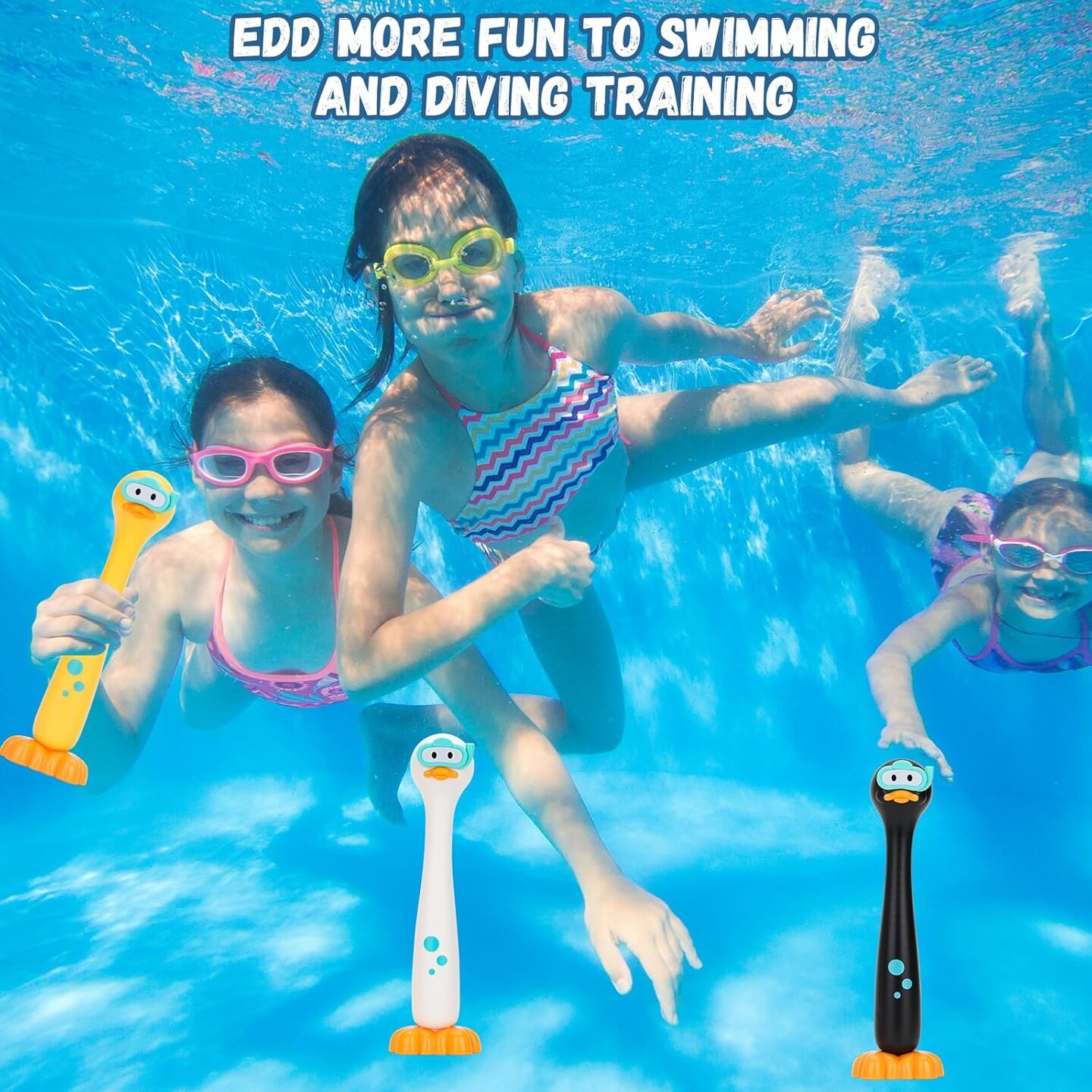 Summer Set of 3 Pool Diving Toys for Kids,Fun Swimming Pool Games for Kids Water Toys, Clown Duck Dive Stick are Perfect for Boys and Girls Pool Time!