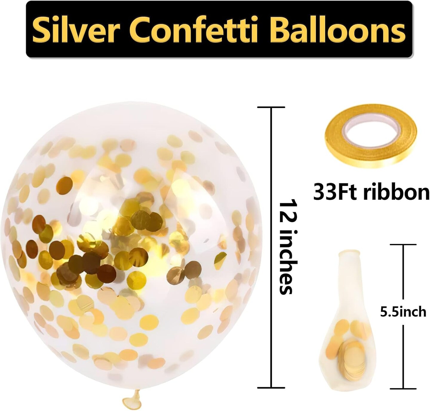 Gold Confetti Latex Party Balloons - 60 Pack 12 inch Helium Gold Confetti Balloons for Wedding Graduation Baby Shower Birthday Party Decorations