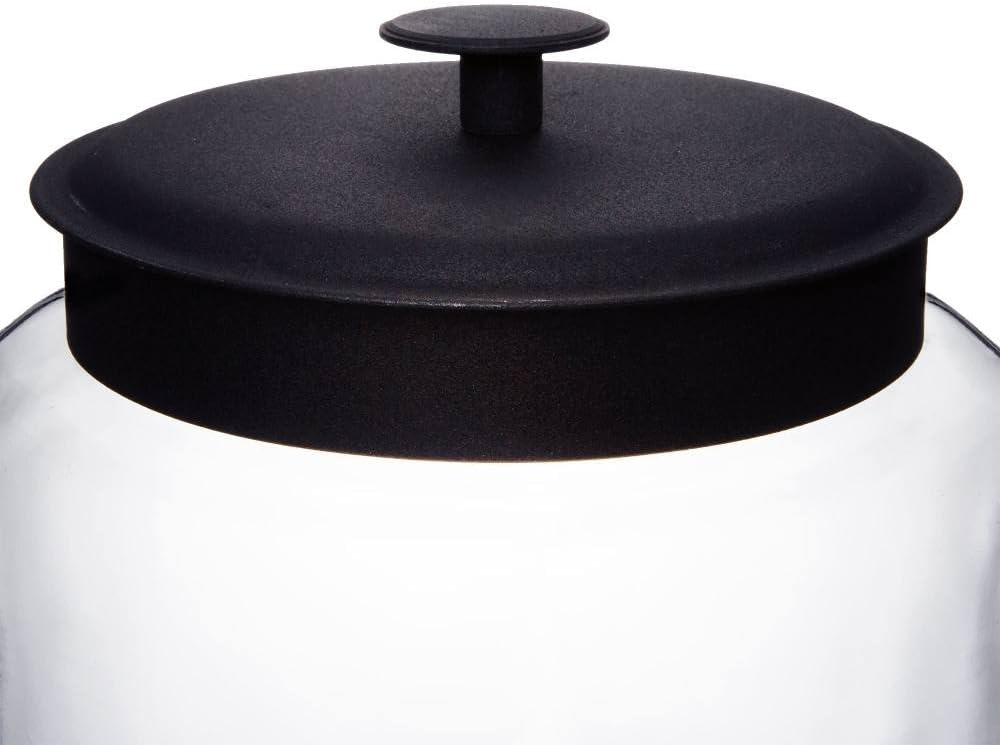 Hocking 96 Ounce Mini Montana Glass Jar with Lid (4 piece, black metal, dishwasher safe)