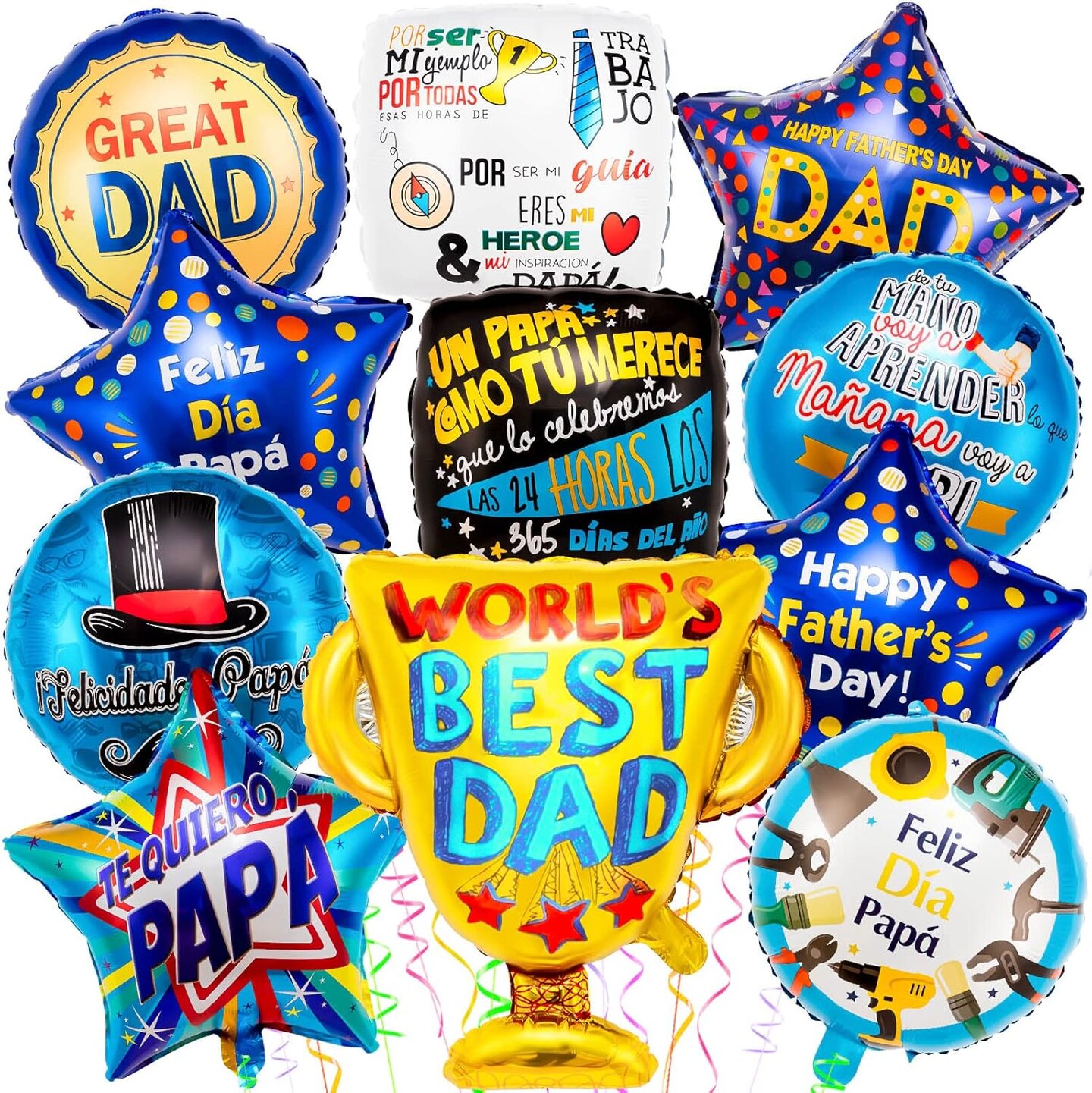 Happy Father&#x27;s Day Balloons, 11Pcs Premium Aluminum Foil Fathers Day Balloons, Large Size Best Dad Day Balloons for Father&#x27;s Day Party Birthday Decorations Supplies