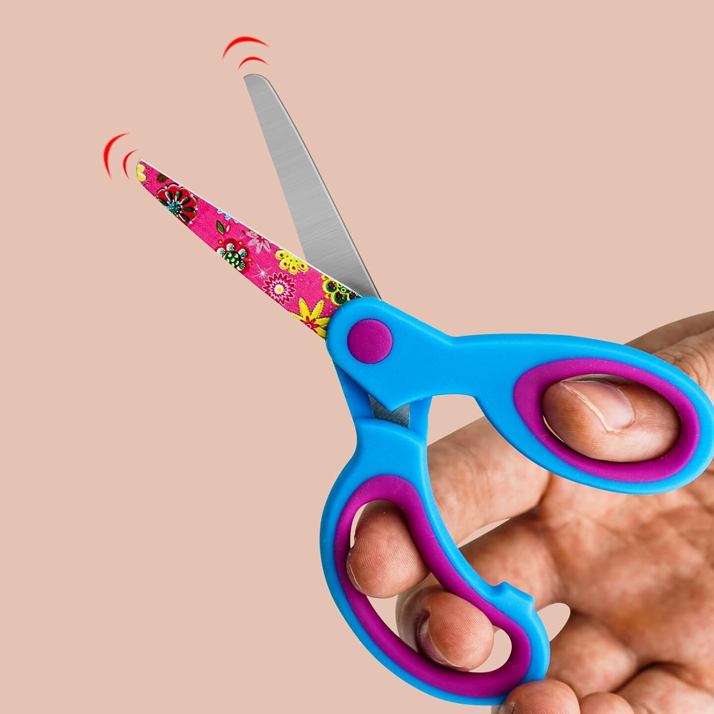 Scissors 3 Pack Children&#x27;s Scissors with Comfort Handles 5&#x22; Safety Blunt Tip Scissors Floral Print Blades and Soft Grip Cute Scissors,School, DIY, Home, Classroom Use Crafting Cutting Paper