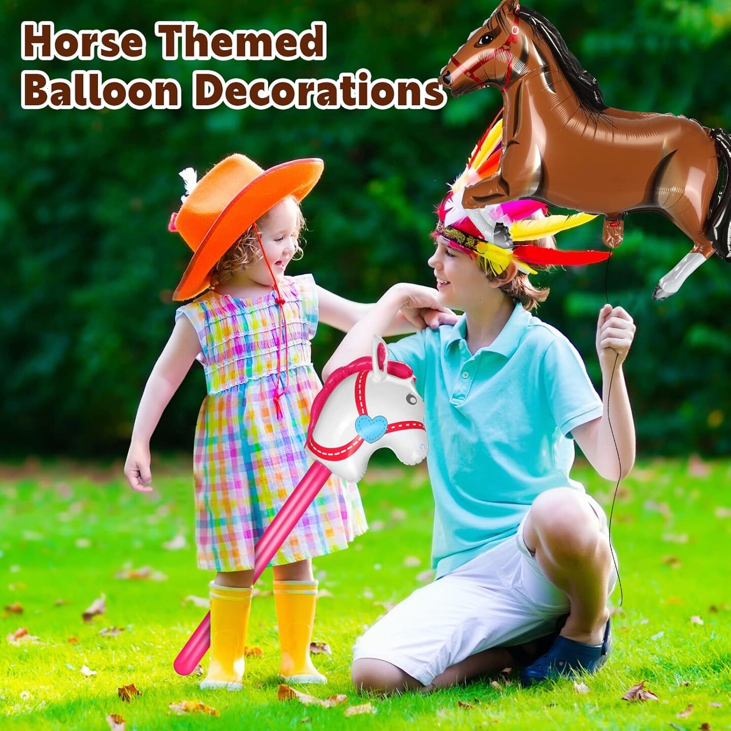 Roshtia 16 Pcs Inflatable Stick Horse and Horse Balloons for Kids Racing Derby Party Supplies Cute Horsehead Stick Balloon Derby Day Party Decorations for Birthday Baby Shower