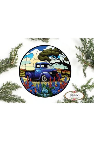 Vintage Blue Truck Blue Bonnets Sign