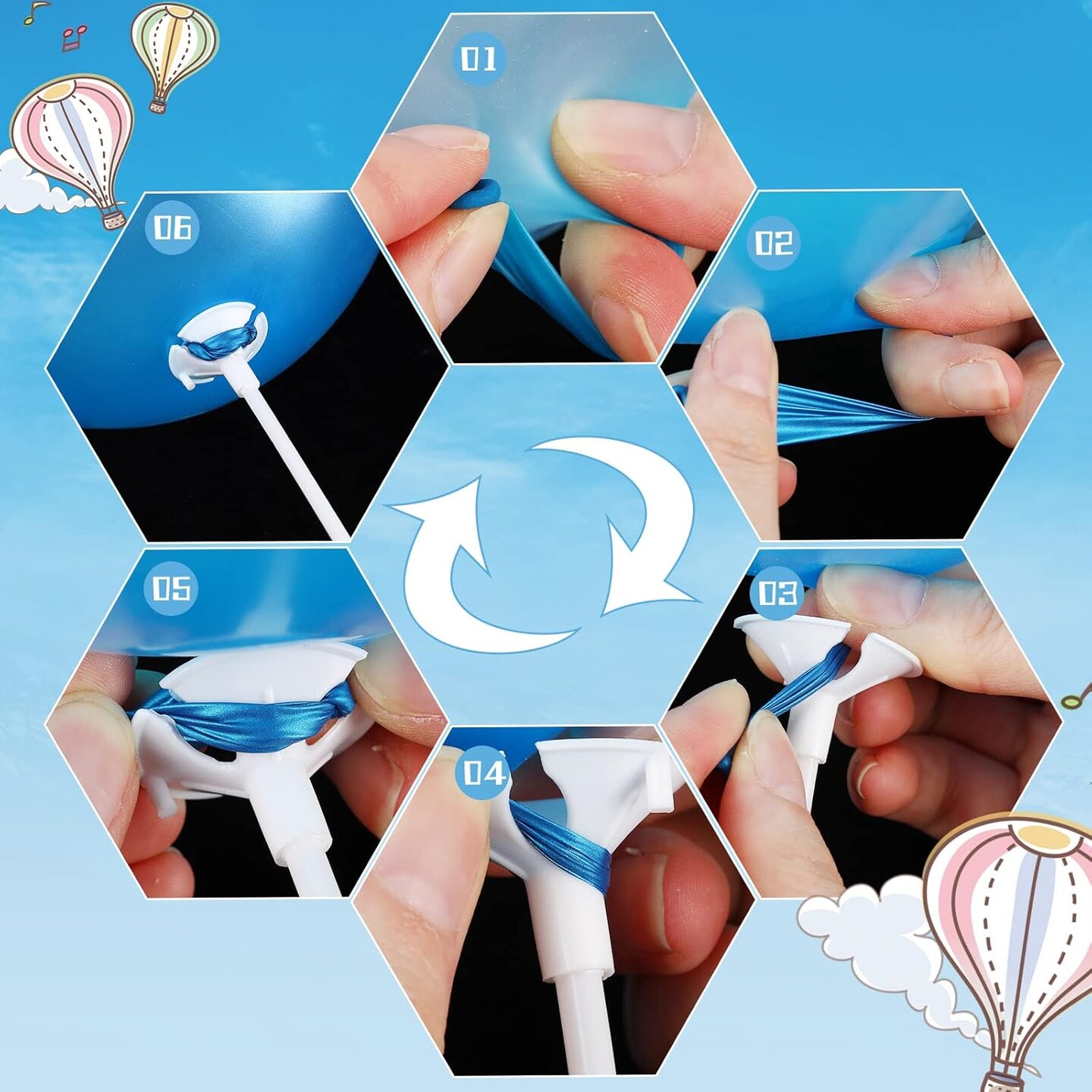 300 Pcs Plastic Balloon Stick with Cup, Balloon Stick with Base Holder Stand for Birthday Wedding Graduation Prom Baby Shower Party Decoration Supplies(White)