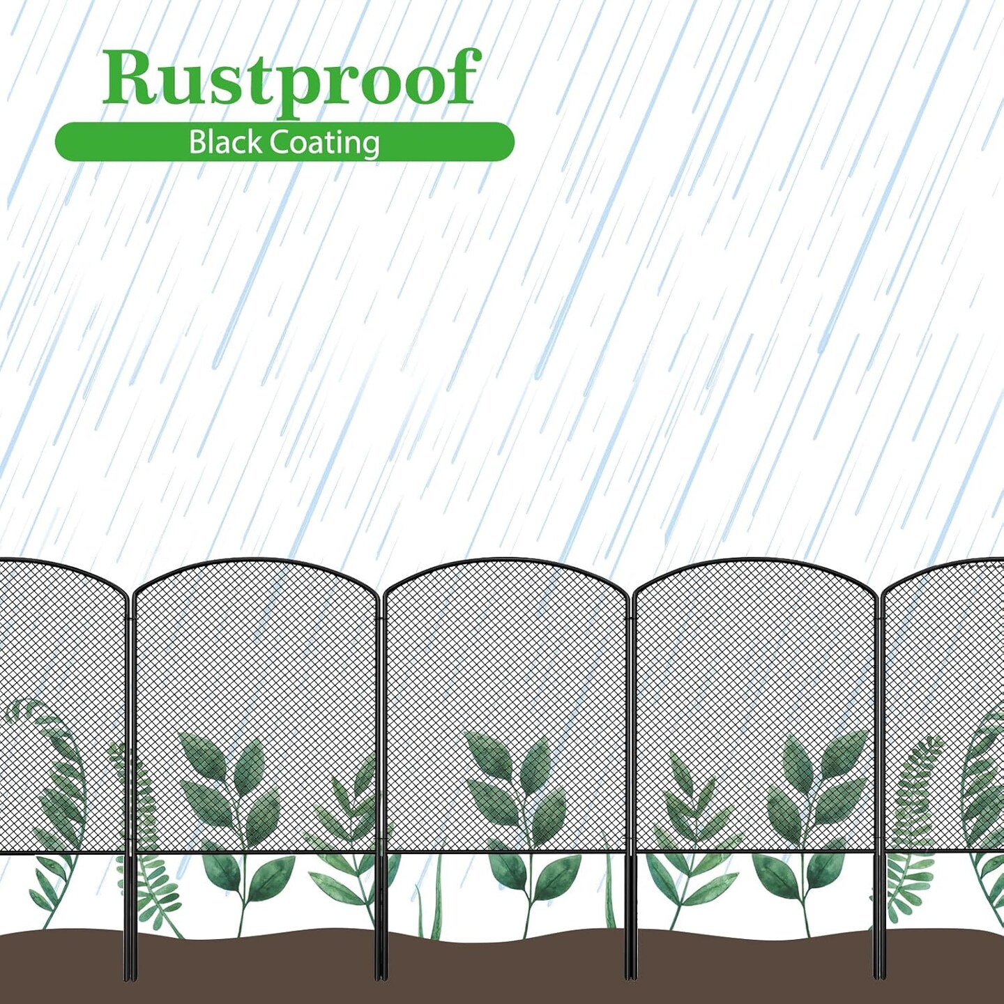 24in/61cm H x 27ft/8.2m L Rustproof Metal Mesh Garden Fence - Decorative Arched Design, Small Animal Barrier for Yard, Patio, Vegetable Gardens (25 Panels, Expandable)