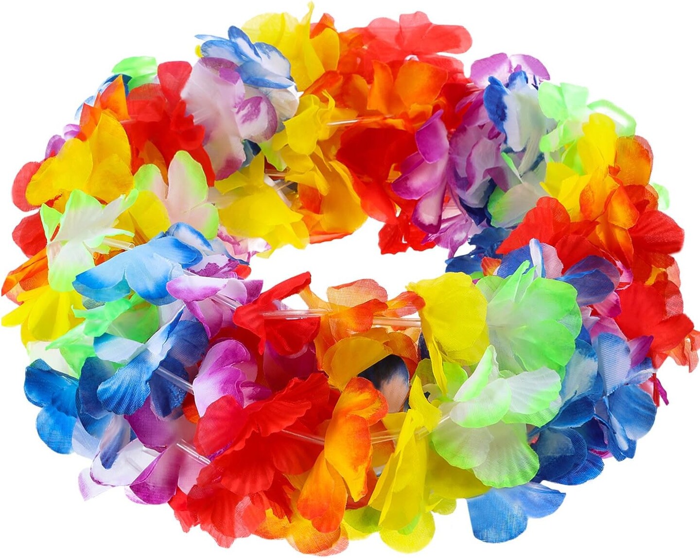 4 Pack Lei Summer Hawaiian Flowers Garland Tropical Multicolor Tropical Flower Lei Garland Flower Leaves Banner for Home Hawaiian Luau Decorations