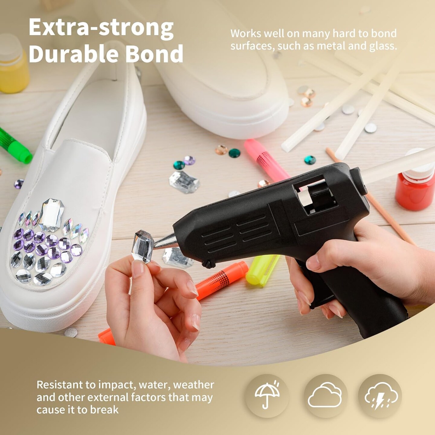 White Hot Glue Sticks Full Size 0.43&#x201D; Dia x 8&#x201D; Long, 20 pcs Hot melt Adhesive Glue Sticks, All-Purpose Colored Glue Gun Sticks for DIY White Crafting Arts and Wedding Cards, Stamp Sealing