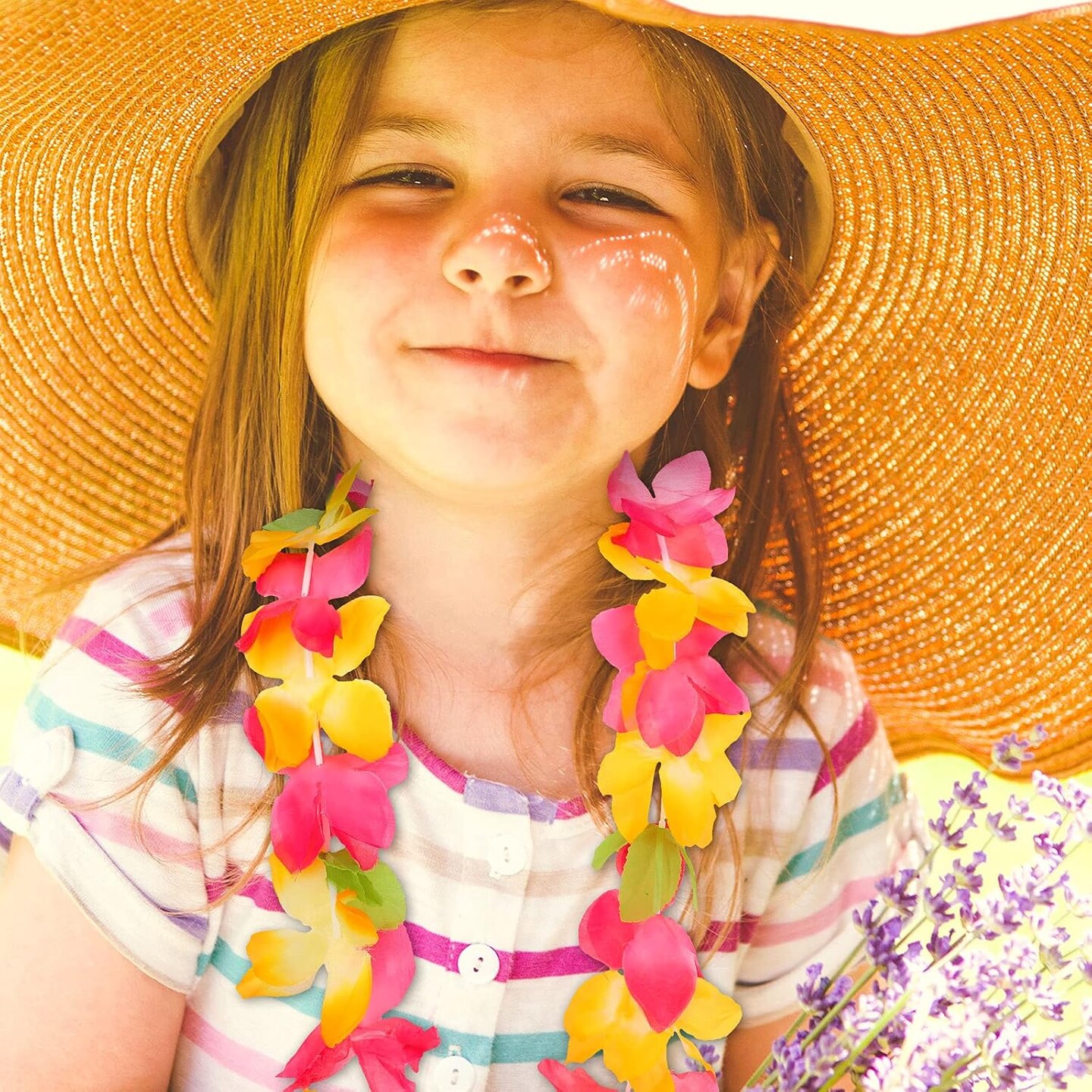 24 Pieces Summer Garland Hawaiian Leis Necklaces Bulk Hawaiian Leis Luau Garlands for Hawaiian Party Decorations, Luau Party Supplies