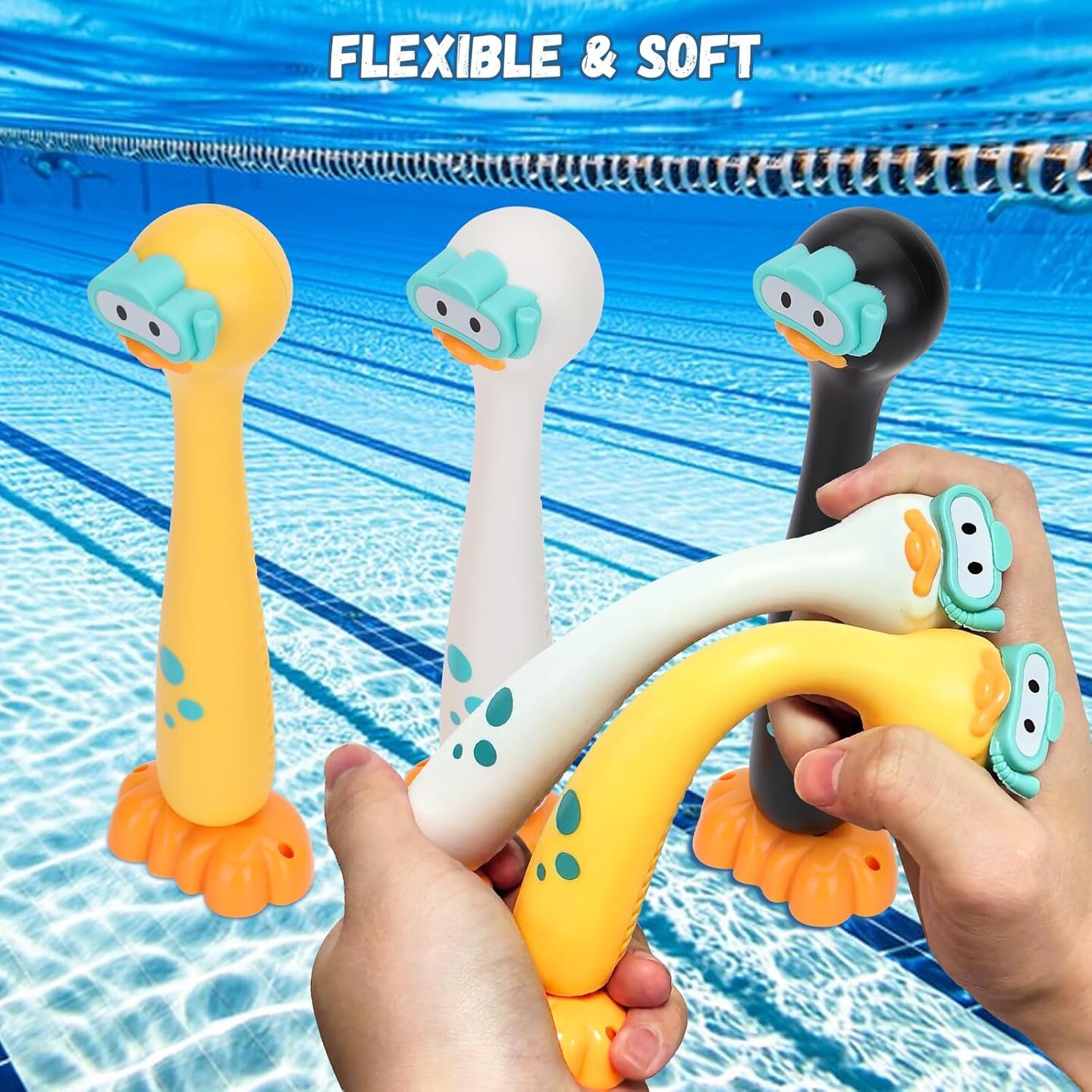 Summer Set of 3 Pool Diving Toys for Kids,Fun Swimming Pool Games for Kids Water Toys, Clown Duck Dive Stick are Perfect for Boys and Girls Pool Time!