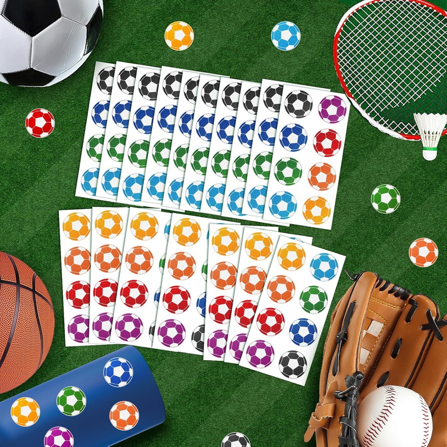 240 Pcs Soccer Stickers Vinyl, Soccer Ball Stickers for Water Bottle Kids Girls Boys, Football World Cup Sports Decals Waterproof for Soccer Party Favor Helmet Reward Pride Planner Calendar DIY Craft