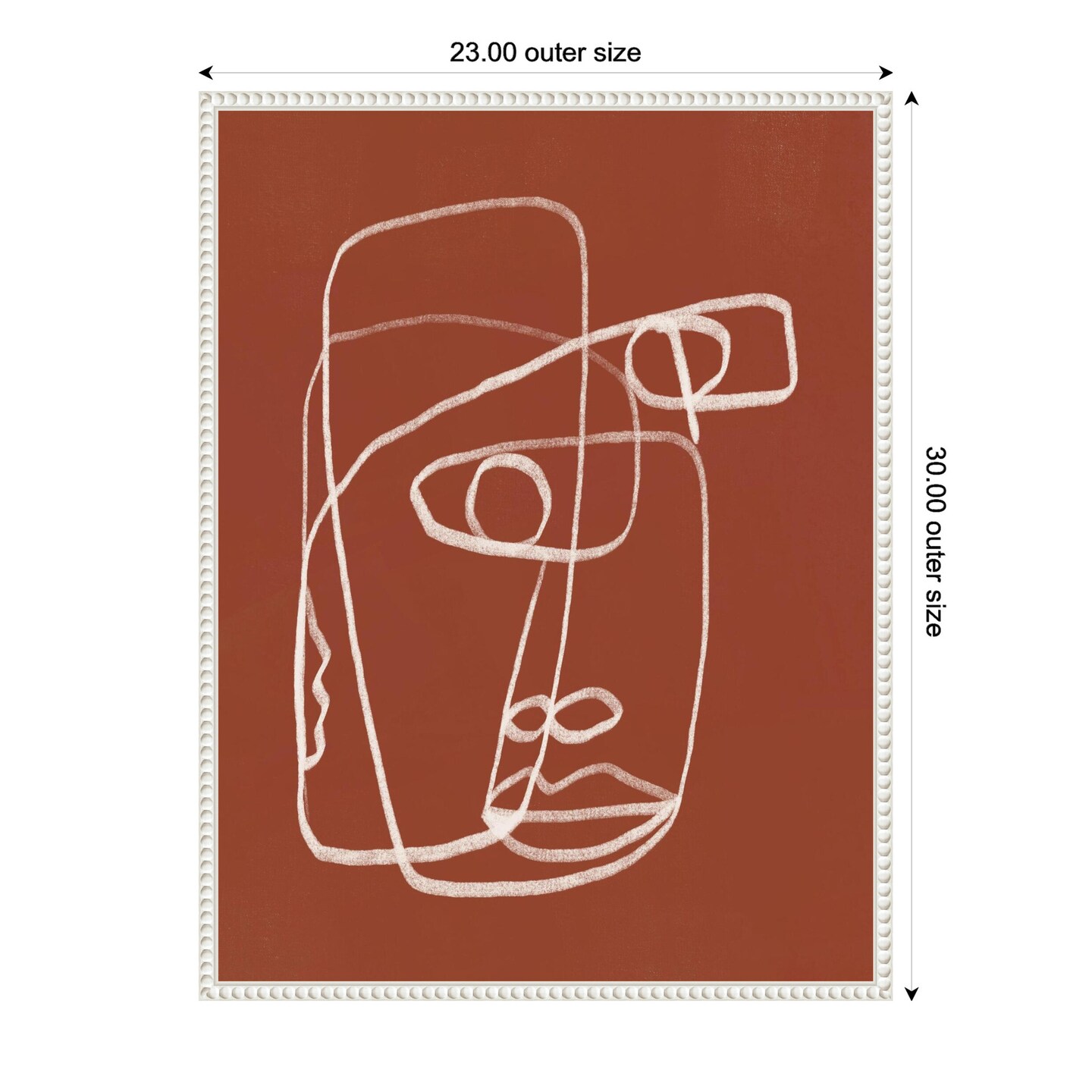 Line Art Abstract Portrait Terracotta 02 by Little Dean Framed Canvas Wall Art