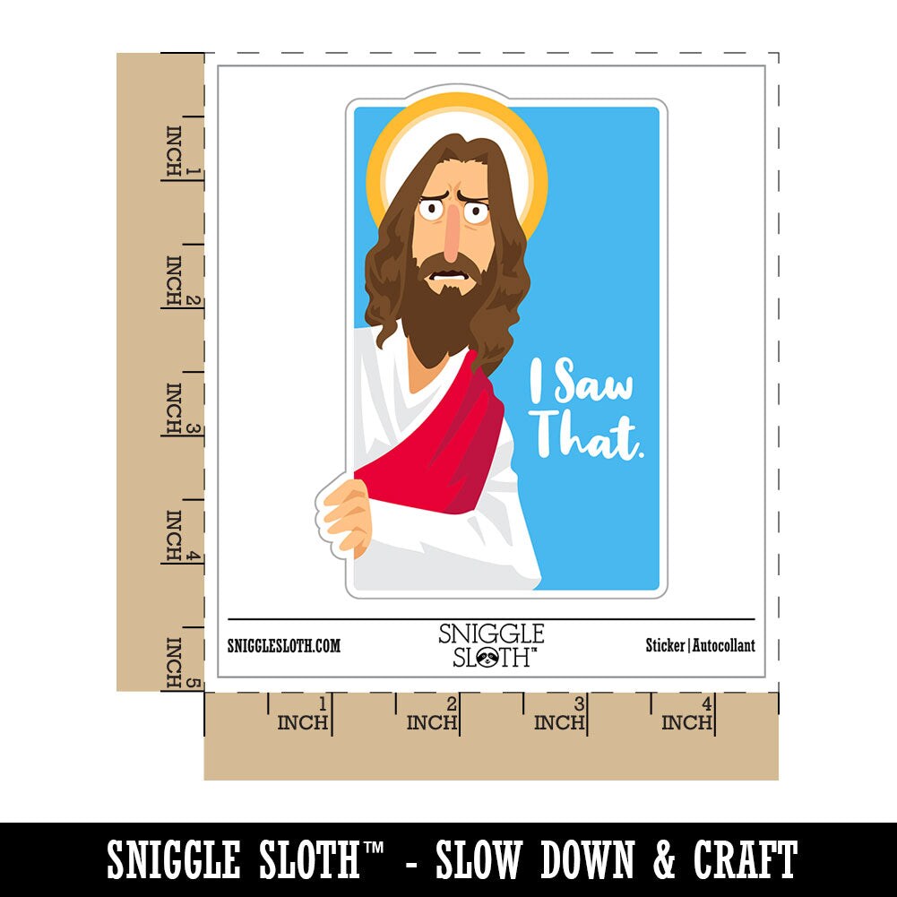 Water Bottle Sticker Set I Saw That Disappointed Jesus Funny Cute Waterproof Vinyl Stickers Pack Decal, Skateboard, Laptop, Car, Window, Bumper - 5 Pack