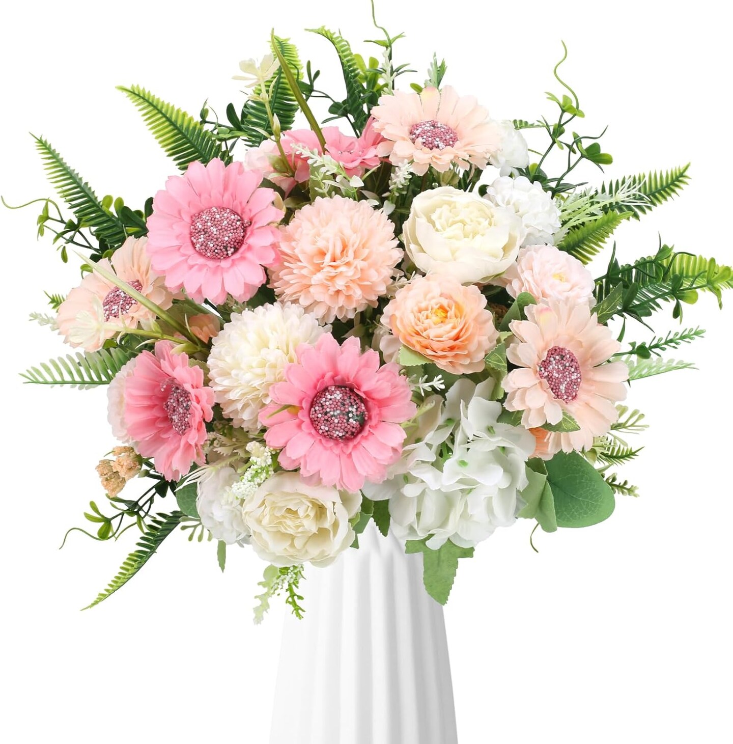 Summer Tabletop Floral Arrangements Artificial Flowers Fake Flowers Bouquet with Mums African Daisies Silk Flower
