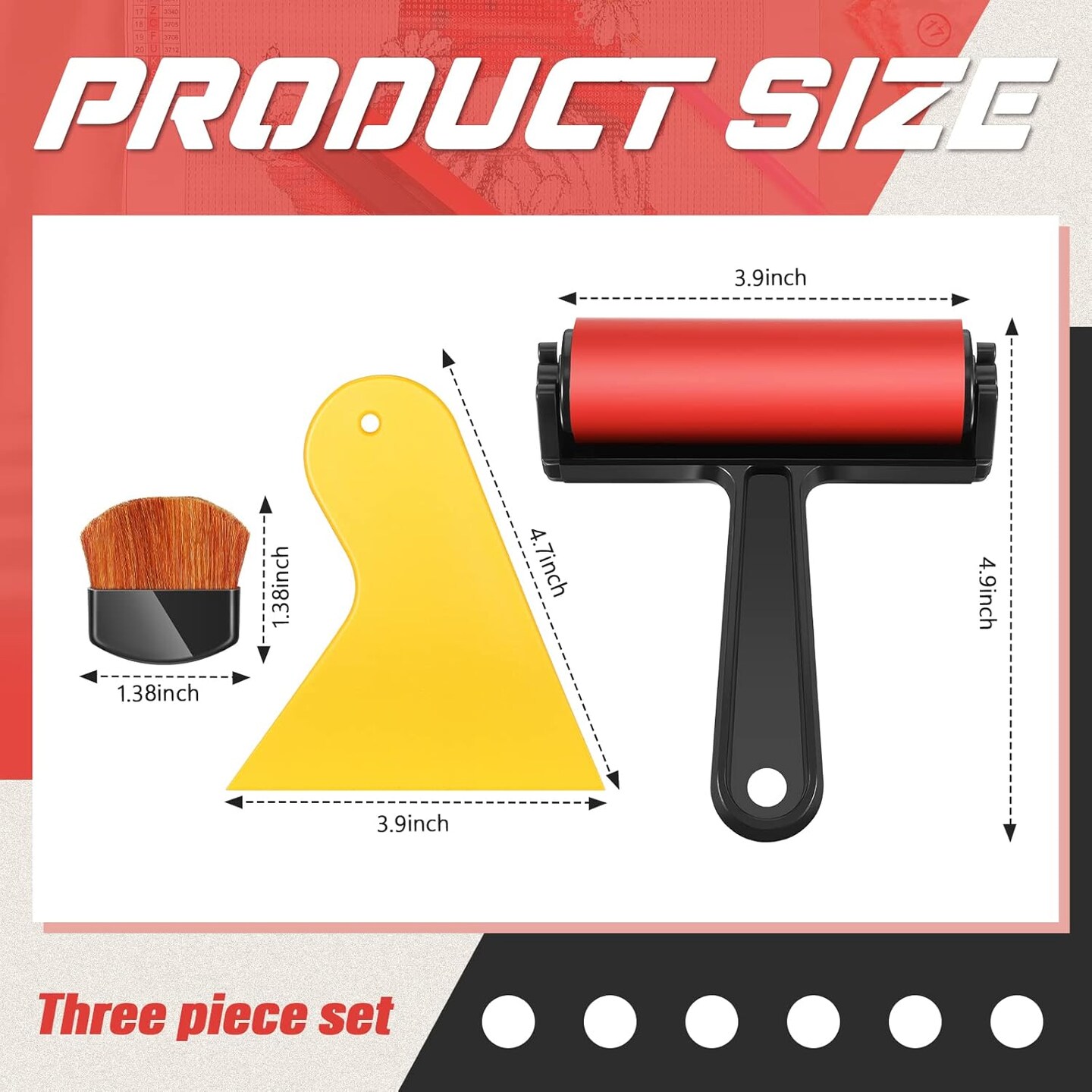 3 Pack 5D Diamond Art Accessories Kit - Diamond Painting Roller, Fix Tool, Paint Brush Applicator for Adults Art Pressing and Repair