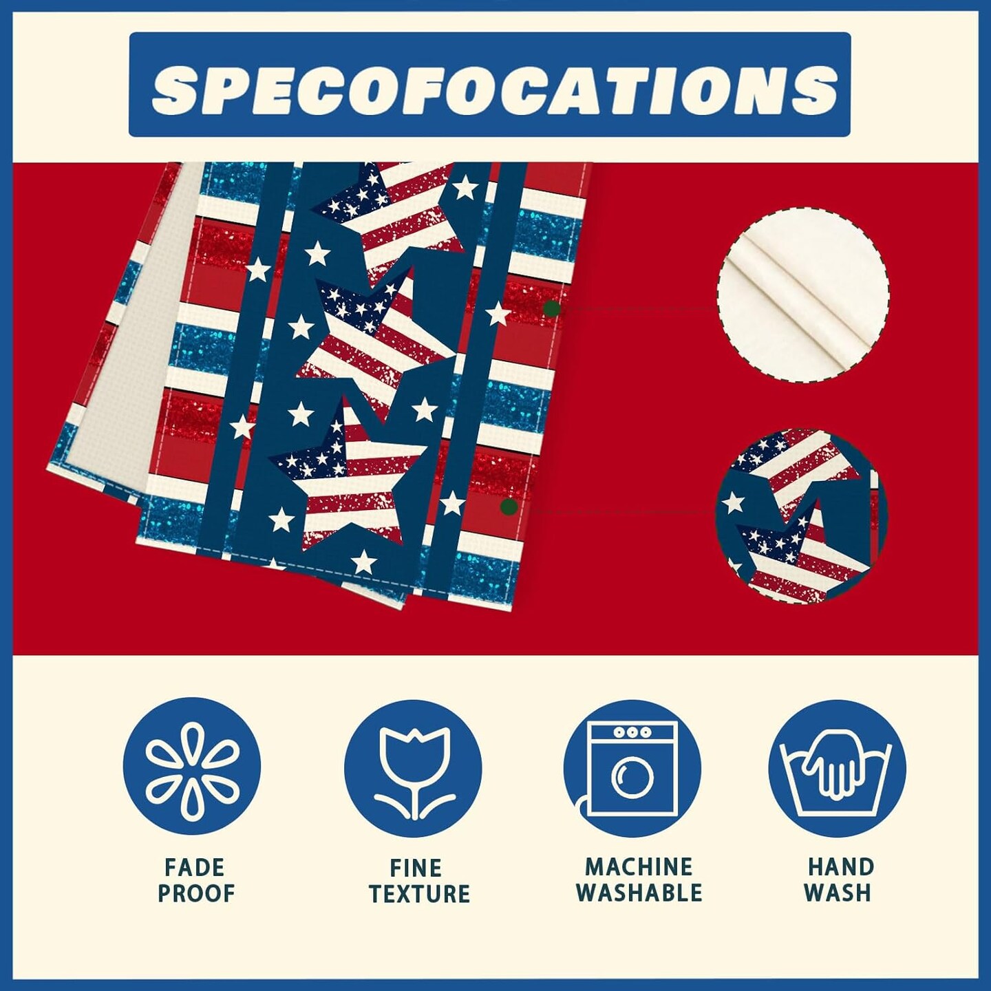 Patriotic Stripes Stars Pentagram America 4th of July Memorial Day Independence Day Table Runner Decoration for Home Kitchen Holiday Party
