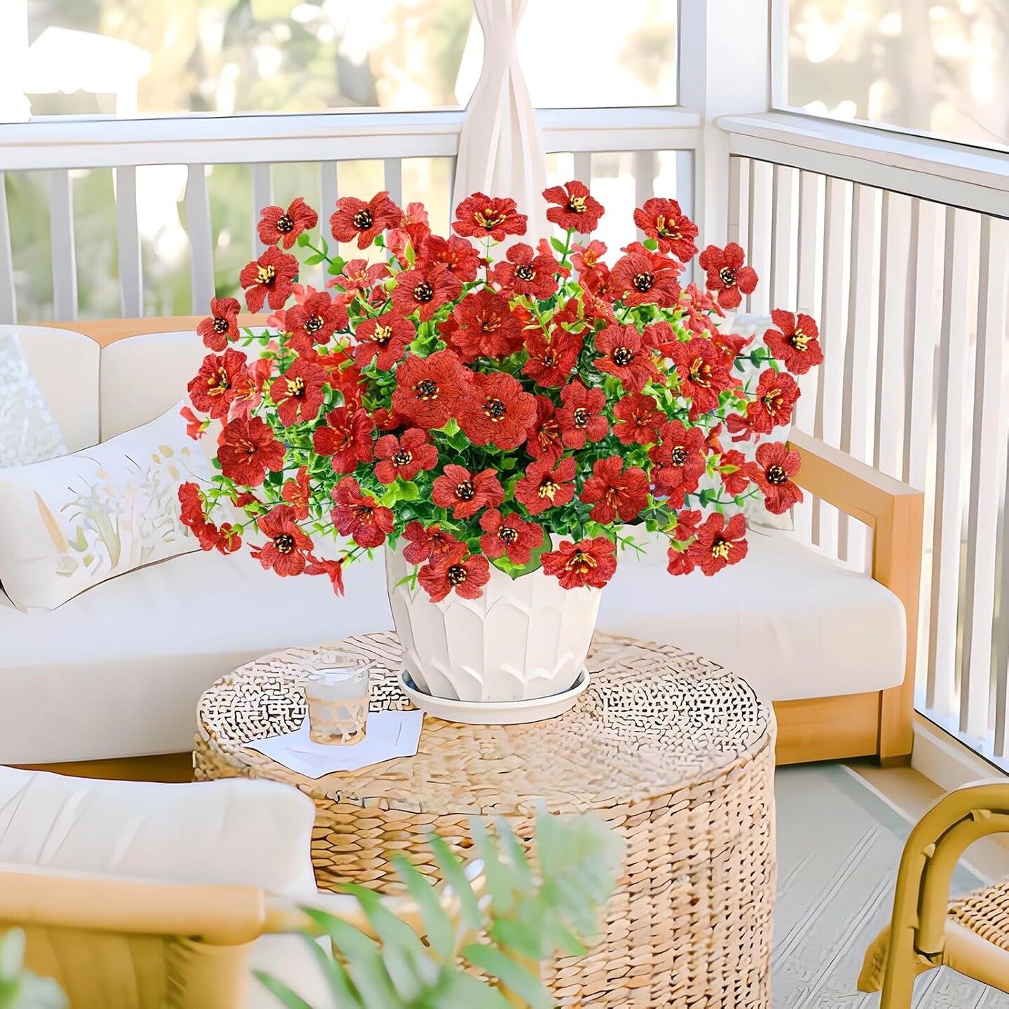 10 Bundles Summer Bushes Artificial Flowers Outdoor