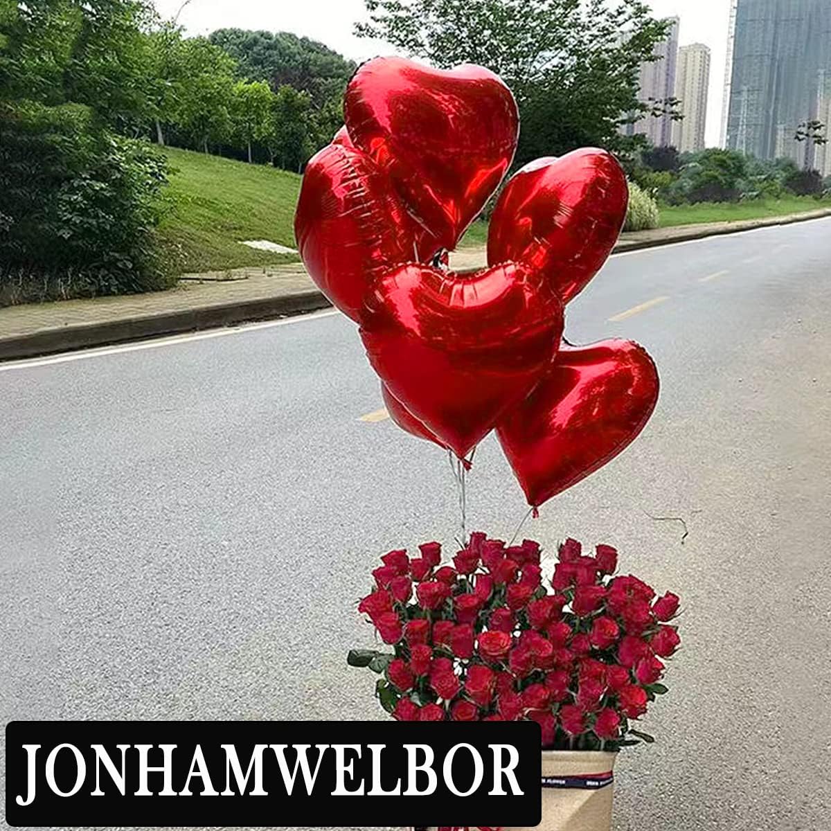 20PCS 18-Inch Red Foil Heart Balloons – Mylar Heart-Shaped Decorations for Valentine’s Day, Birthday, Wedding, and Baby Shower Parties